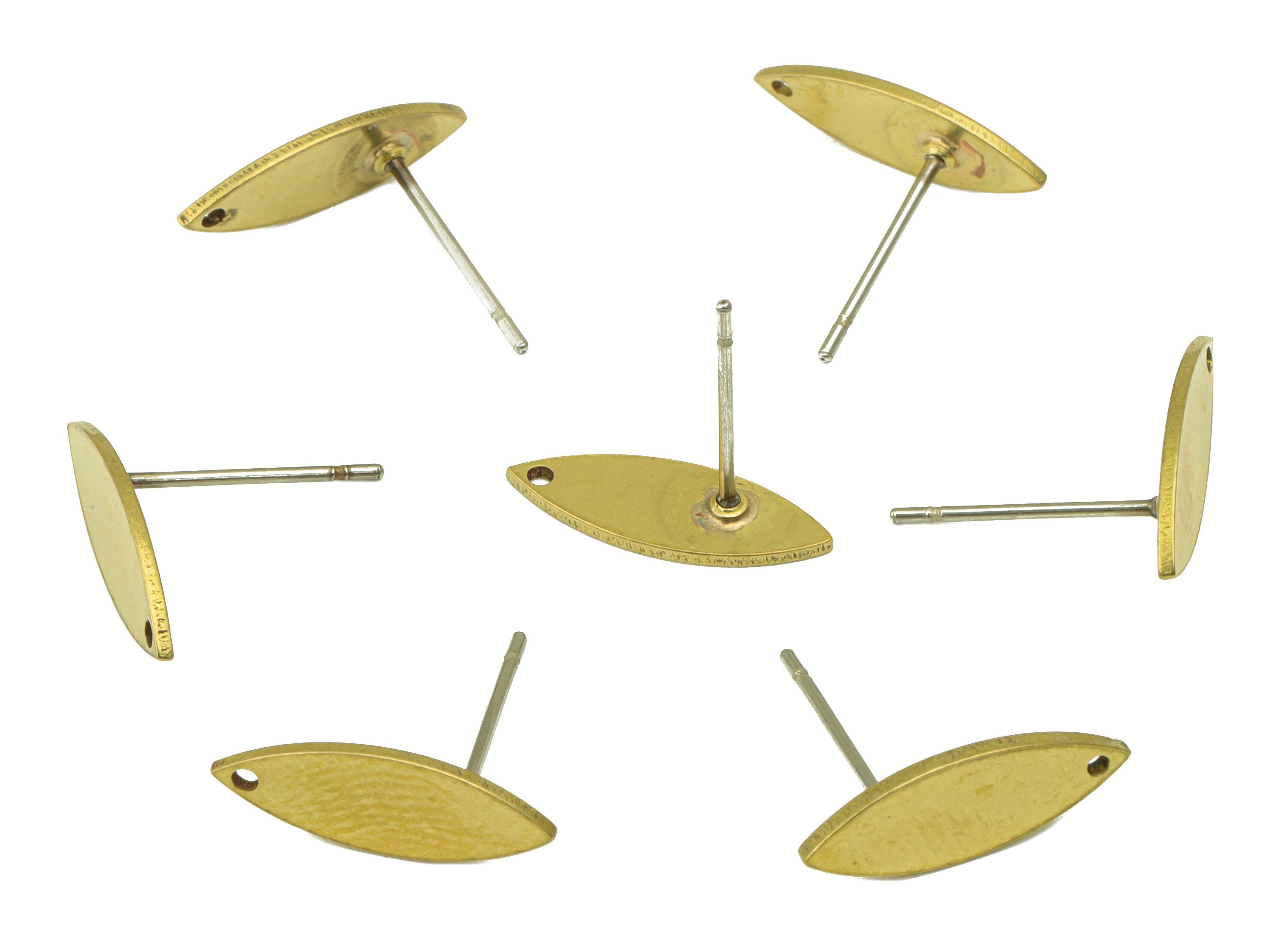 Brass Leaf Earring Stud - Brass Marquise Earring Post - Brass Marquise Earring Post -Earring Post- jewelry supplies -14.58x5x 1.03mm- PP8607 - DOMEDBAZAAR