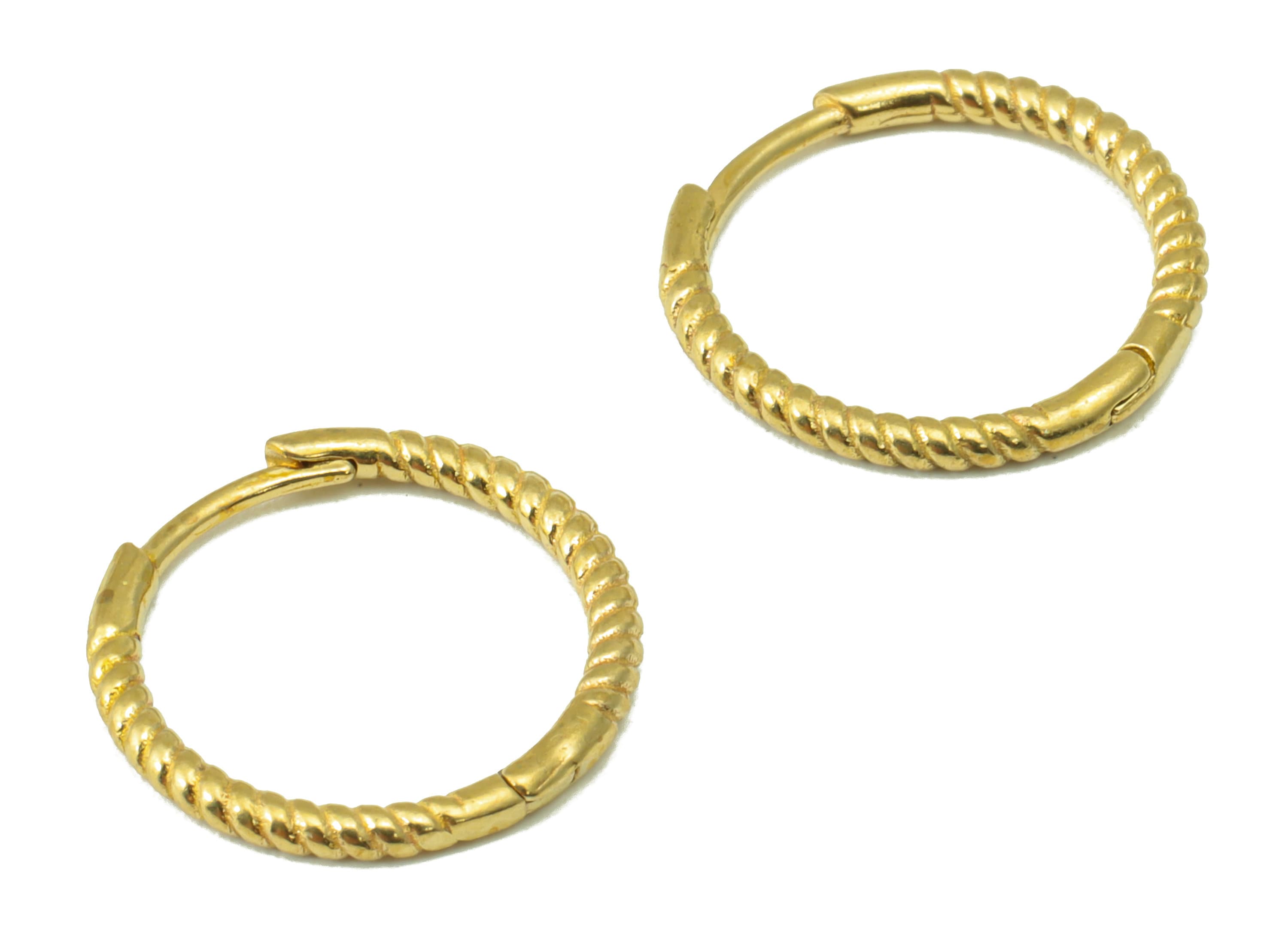 Brass Round Earring Clasp - Raw Brass Hoop Clasp - Brass Huggie Hoop Clasp - Brass Circle Clasp -Brass Twisted Wire Clasp -15x14x1mm- PP8559 - DOMEDBAZAAR