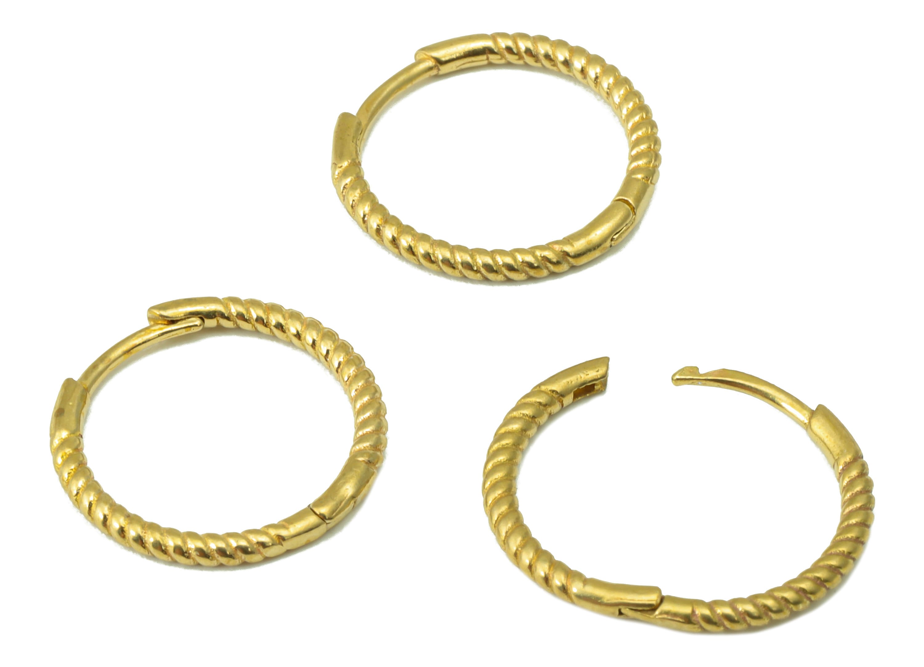 Brass Round Earring Clasp - Raw Brass Hoop Clasp - Brass Huggie Hoop Clasp - Brass Circle Clasp -Brass Twisted Wire Clasp -15x14x1mm- PP8559 - DOMEDBAZAAR