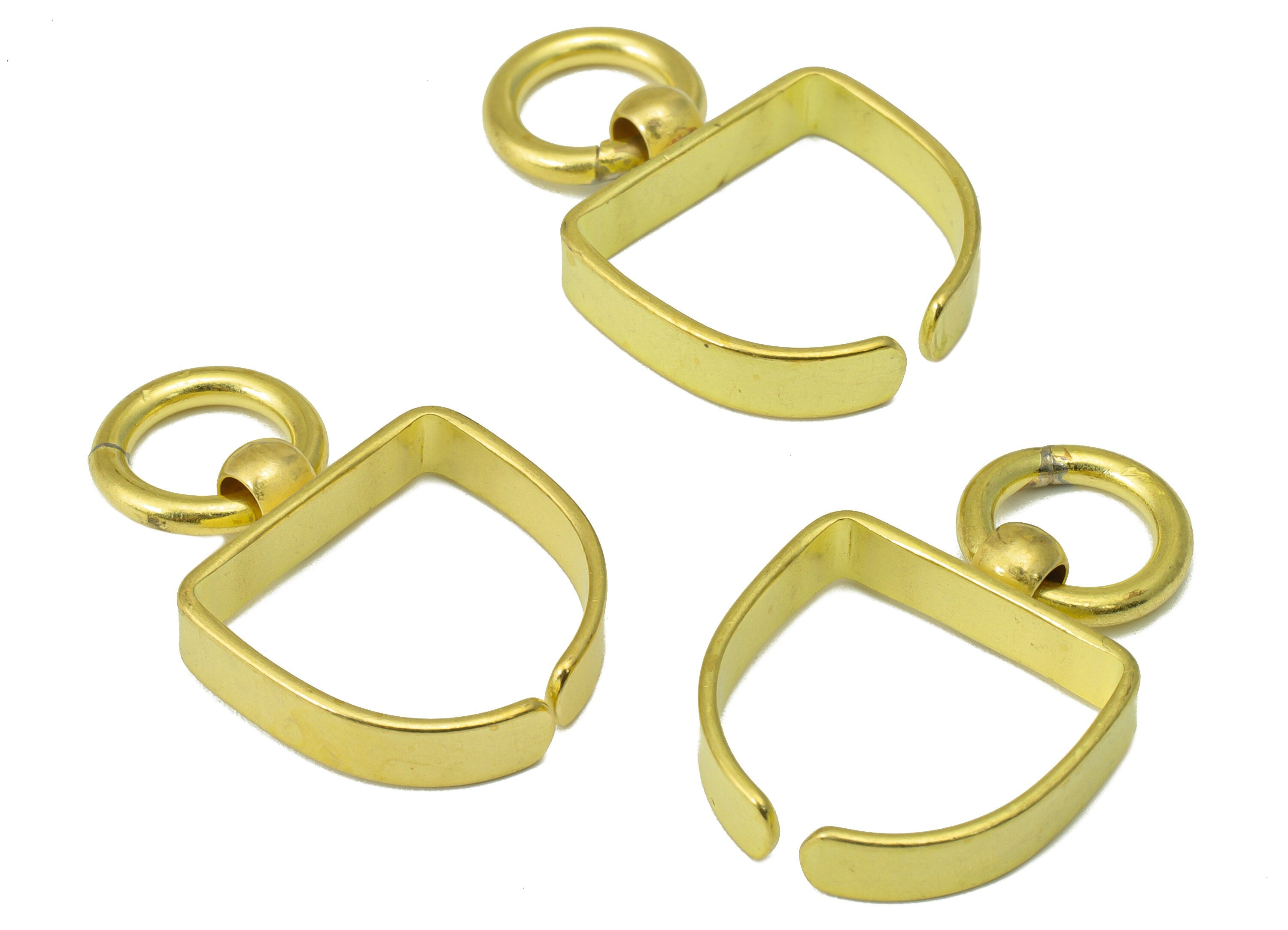 Brass Domed Ring - Raw Brass Domed Earring Charm - Brass Open Domed Ring with Loop - Brass Ball Domed Ring - 31.94x19.38x0.93mm- PP8548 - DOMEDBAZAAR