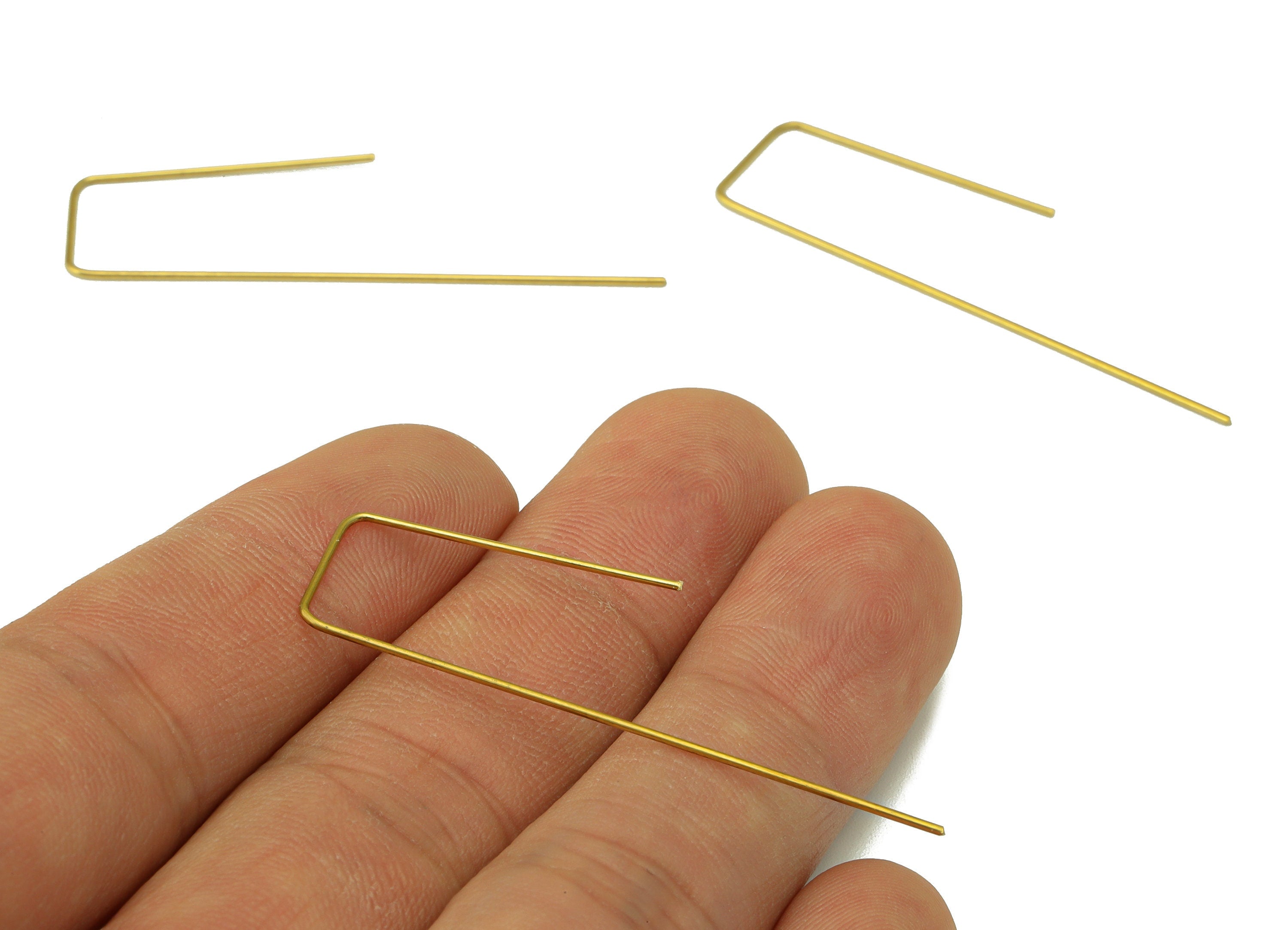 Brass Earring Wire Post - Brass Earring Wire Stud - Brass Wire Ear Hook - Raw Brass Geometric Earring Wires - 41.91x38x1mm- PP8567 - DOMEDBAZAAR