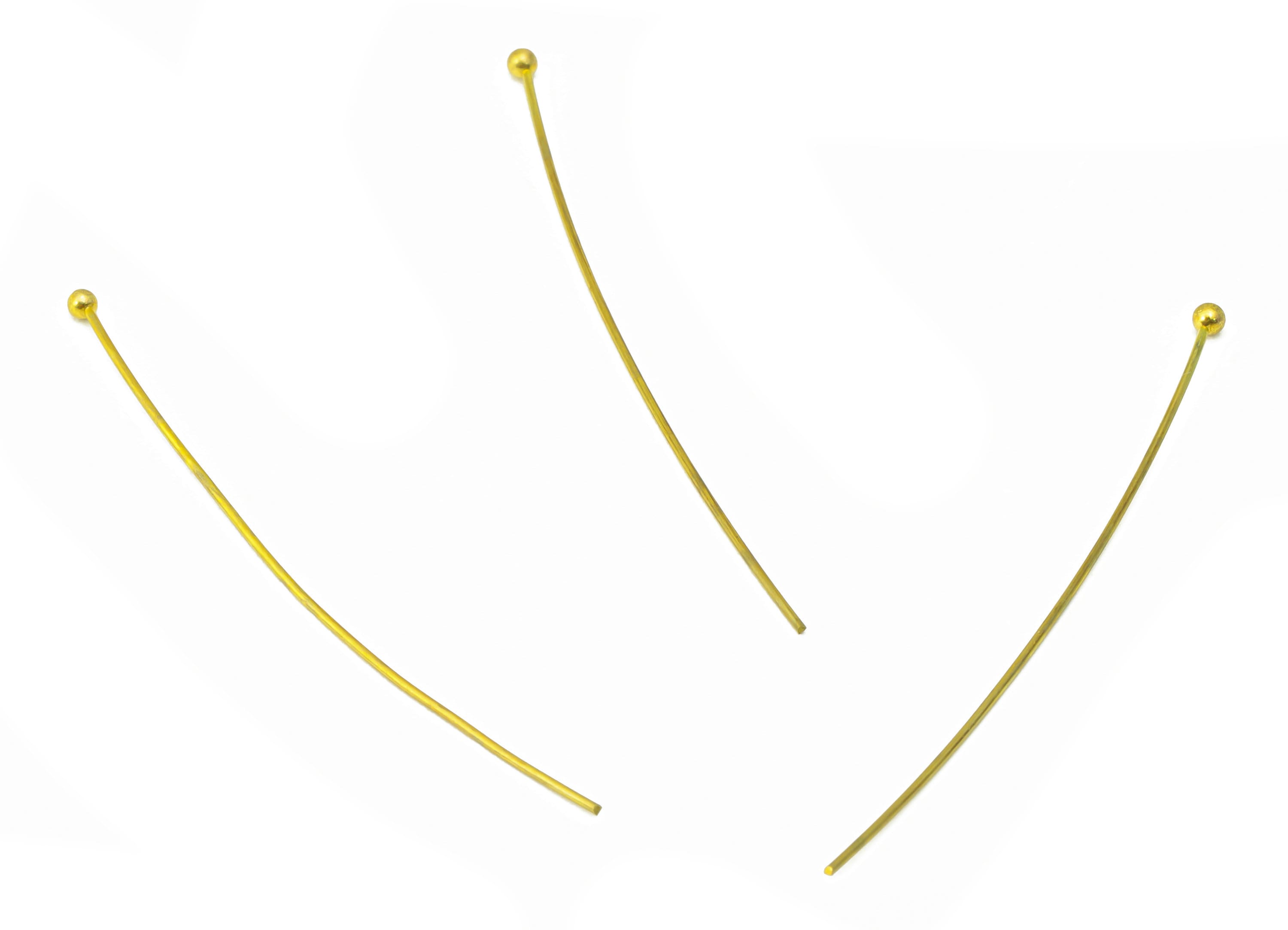 Brass Needle Ball Head Pin - Raw Brass Nail - Brass Slender Ball - Brass Spikes Wires- Raw Brass Pins - 40.23x1x1mm- PP8552-40 - DOMEDBAZAAR