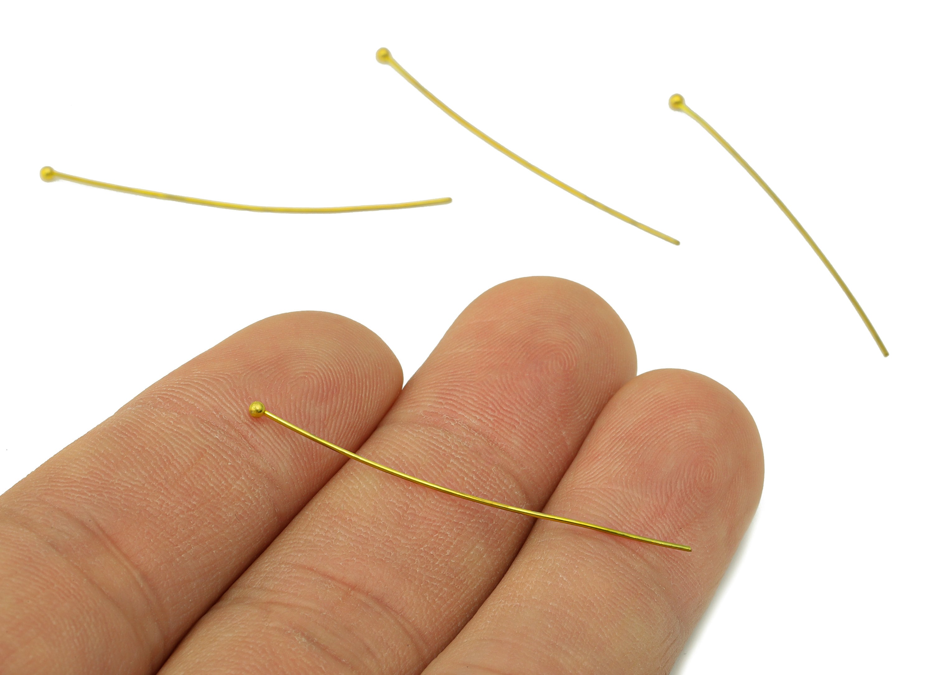 Brass Needle Ball Head Pin - Raw Brass Nail - Brass Slender Ball - Brass Spikes Wires- Raw Brass Pins - 40.23x1x1mm- PP8552-40 - DOMEDBAZAAR