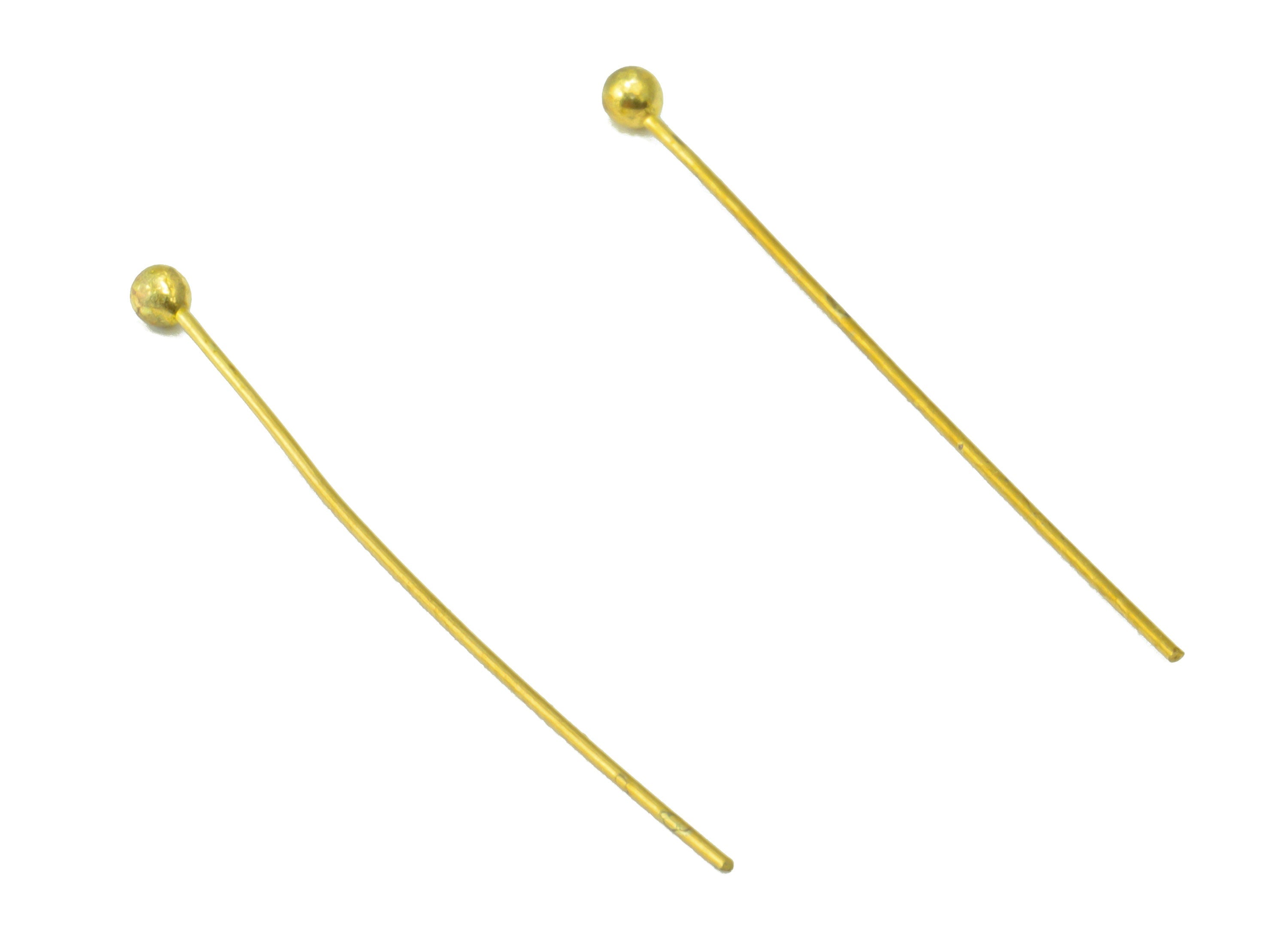 Brass Needle Ball Head Pin - Raw Brass Nail - Brass Slender Ball - Brass Spikes Wires Post- Raw Brass Pins - 30x0.5x0.5mm- PP8552-30 - DOMEDBAZAAR