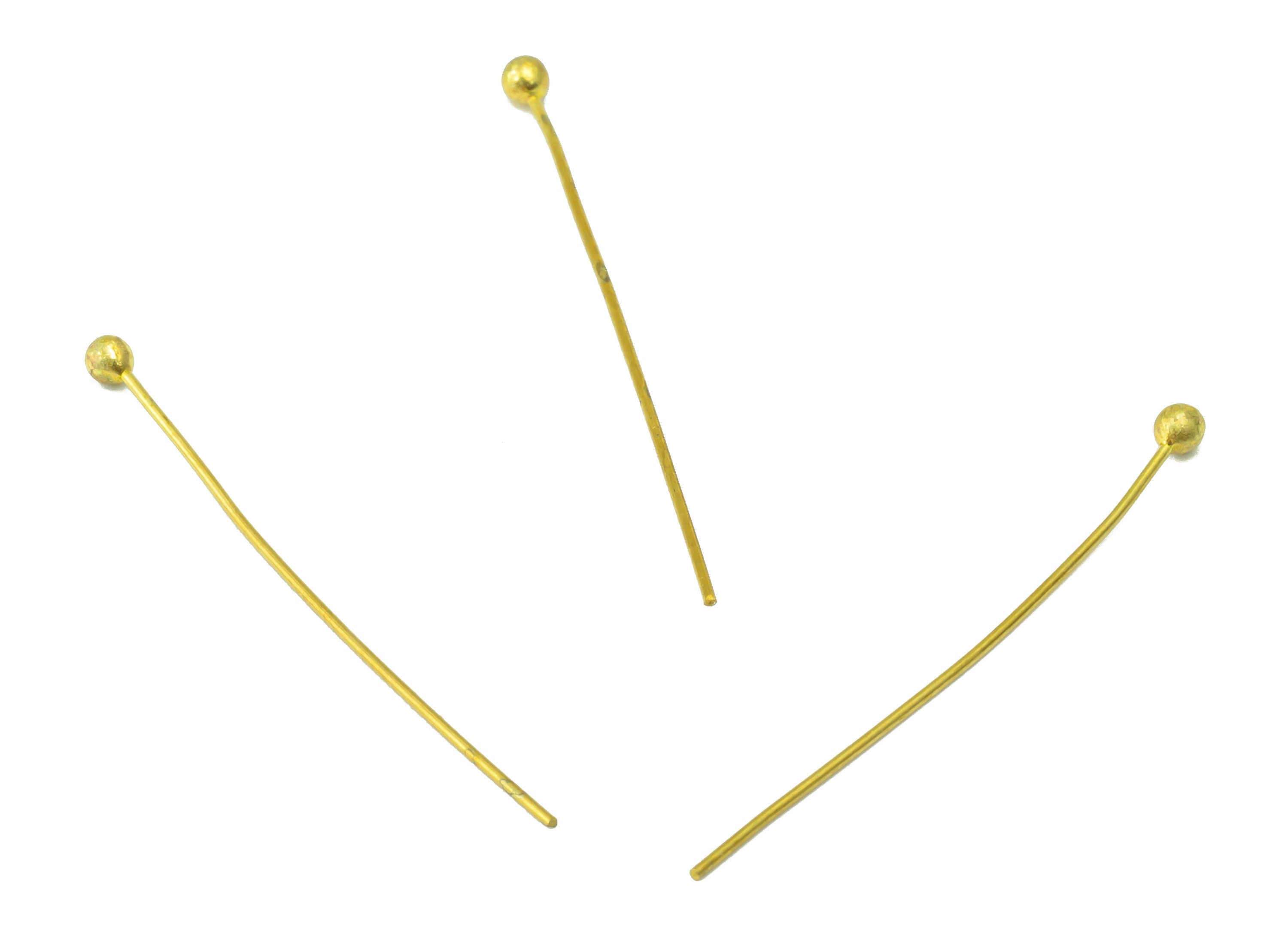 Brass Needle Ball Head Pin - Raw Brass Nail - Brass Slender Ball - Brass Spikes Wires Post- Raw Brass Pins - 30x0.5x0.5mm- PP8552-30 - DOMEDBAZAAR