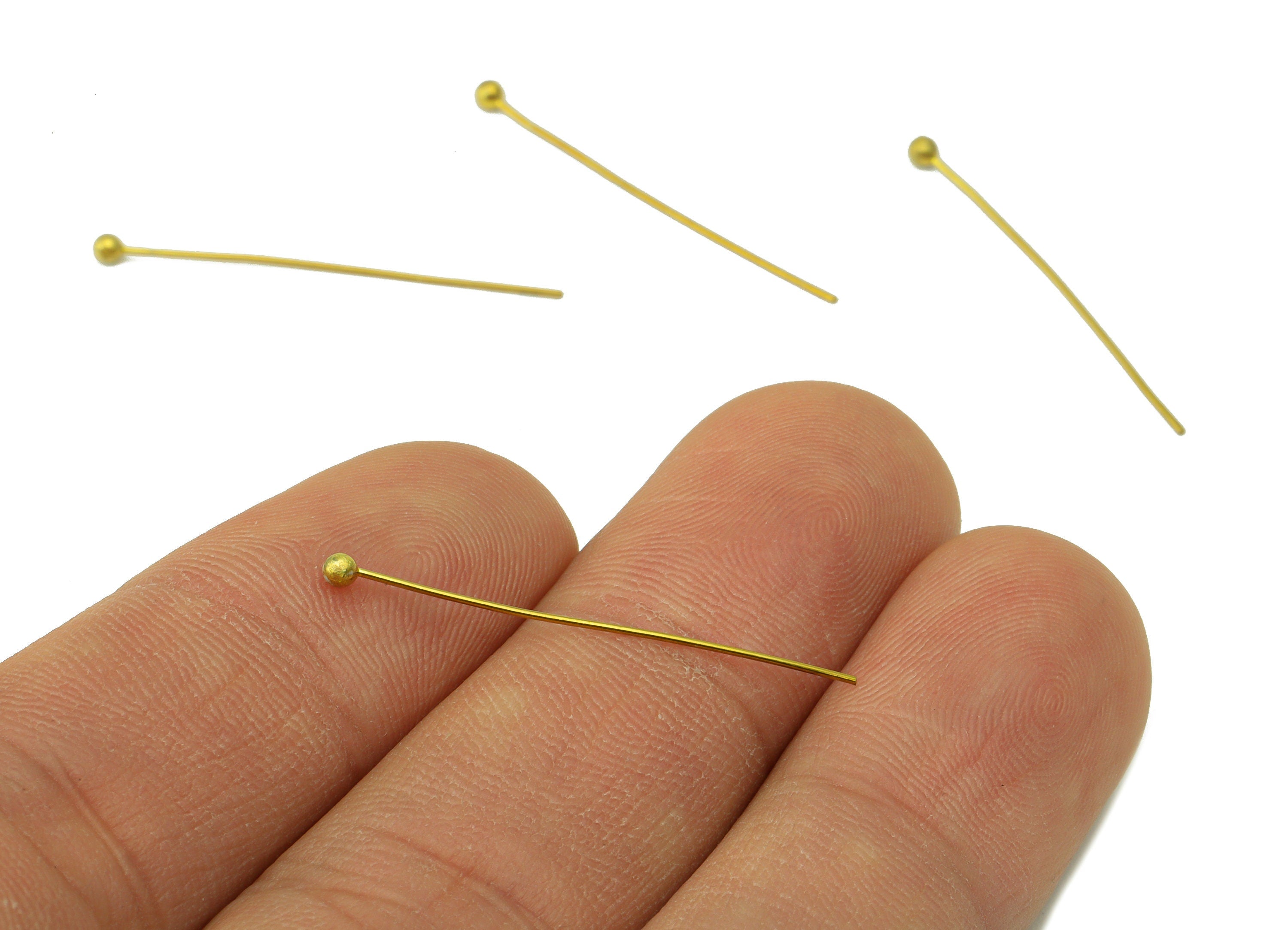 Brass Needle Ball Head Pin - Raw Brass Nail - Brass Slender Ball - Brass Spikes Wires Post- Raw Brass Pins - 30x0.5x0.5mm- PP8552-30 - DOMEDBAZAAR