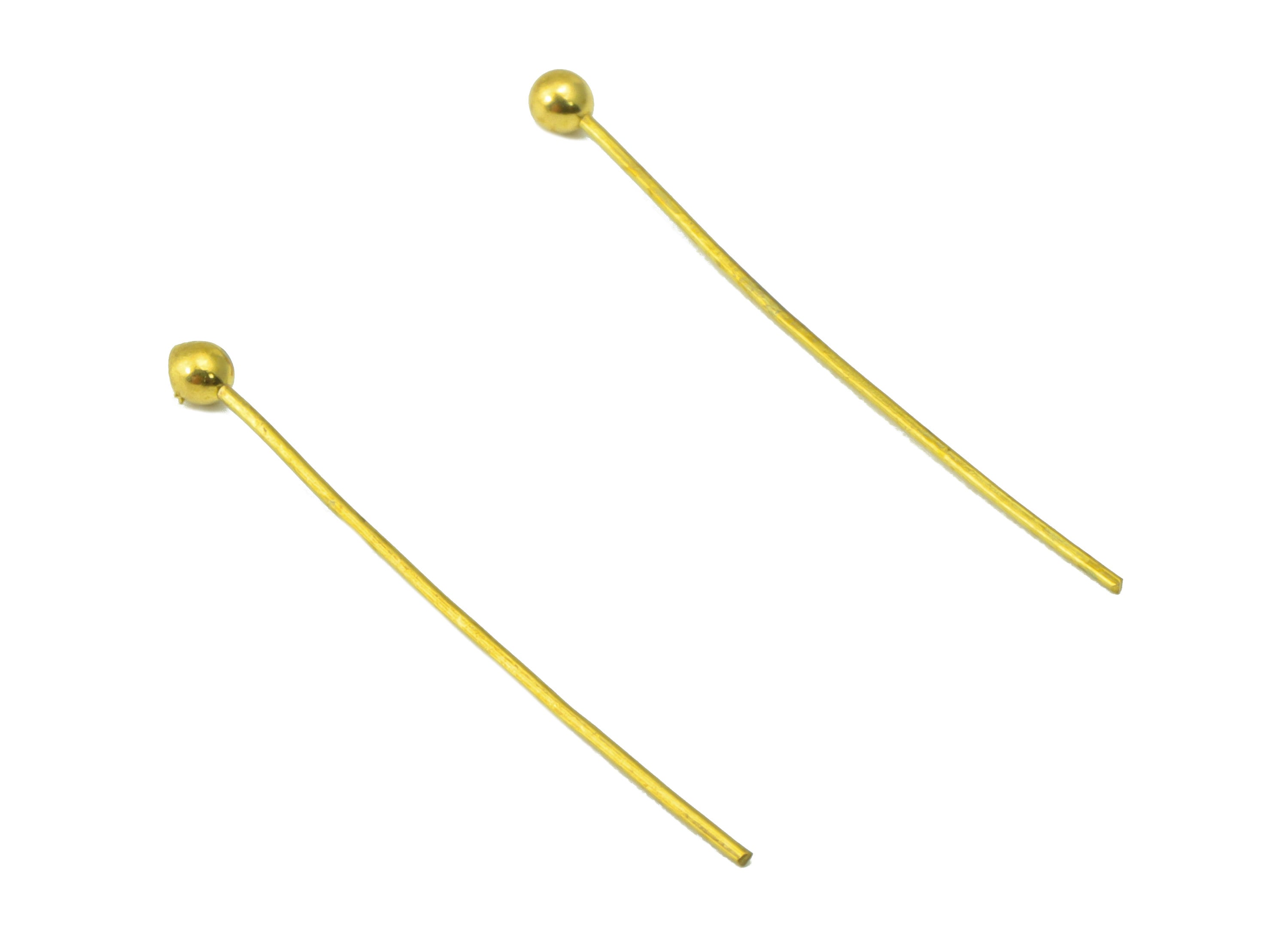 Brass Needle Ball Head Pin - Raw Brass Nail - Brass Slender Ball - Brass Spikes Wires Post- Raw Brass Pins - 26x0.4x0.4mm- PP8552-26 - DOMEDBAZAAR