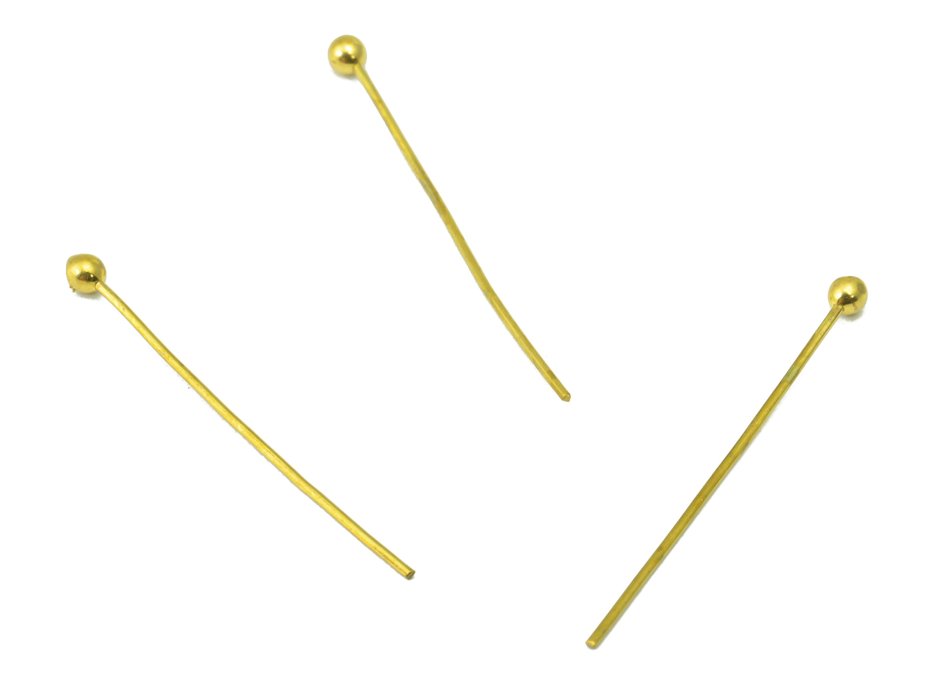 Brass Needle Ball Head Pin - Raw Brass Nail - Brass Slender Ball - Brass Spikes Wires Post- Raw Brass Pins - 26x0.4x0.4mm- PP8552-26 - DOMEDBAZAAR