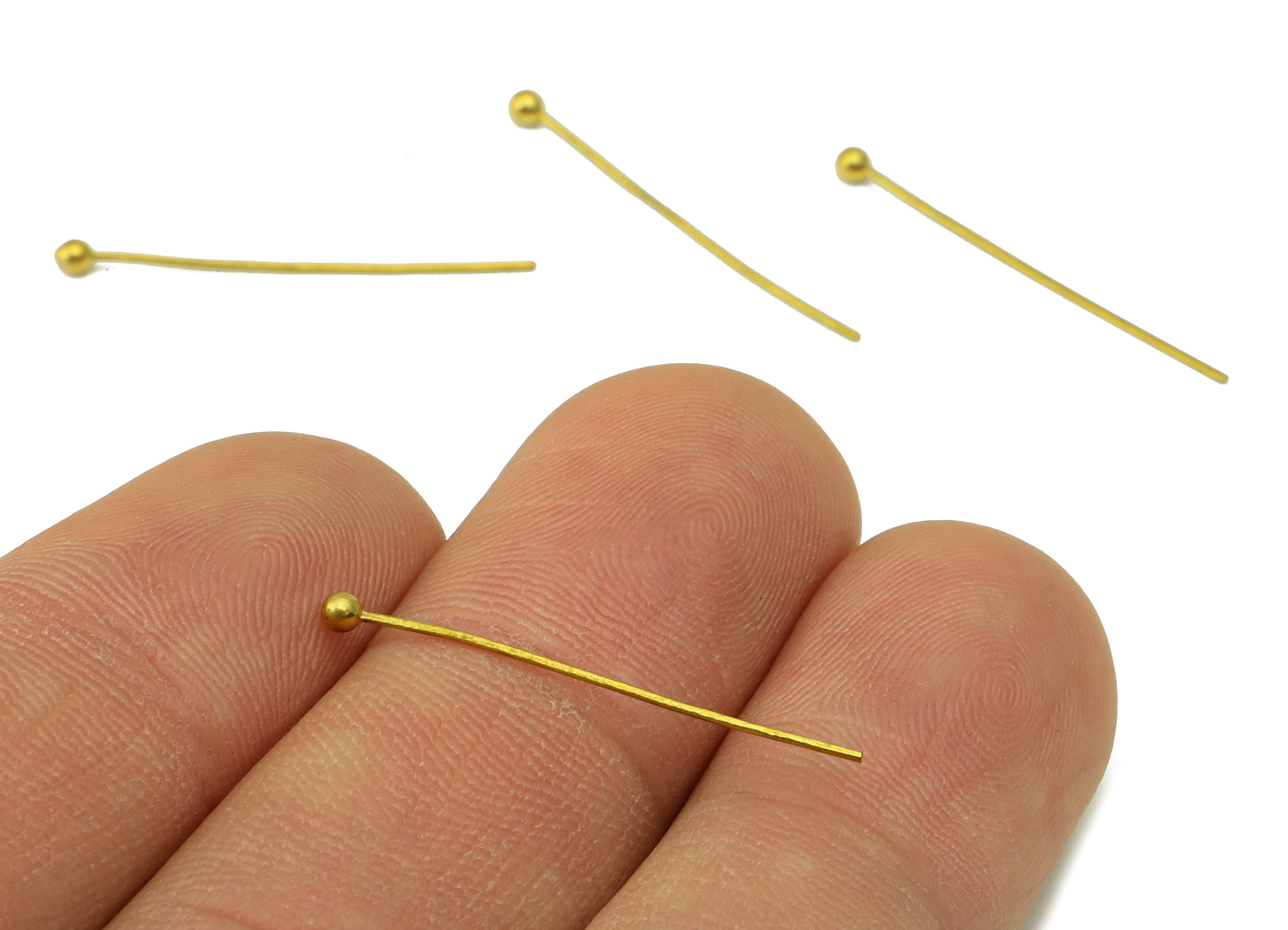 Brass Needle Ball Head Pin - Raw Brass Nail - Brass Slender Ball - Brass Spikes Wires Post- Raw Brass Pins - 26x0.4x0.4mm- PP8552-26 - DOMEDBAZAAR