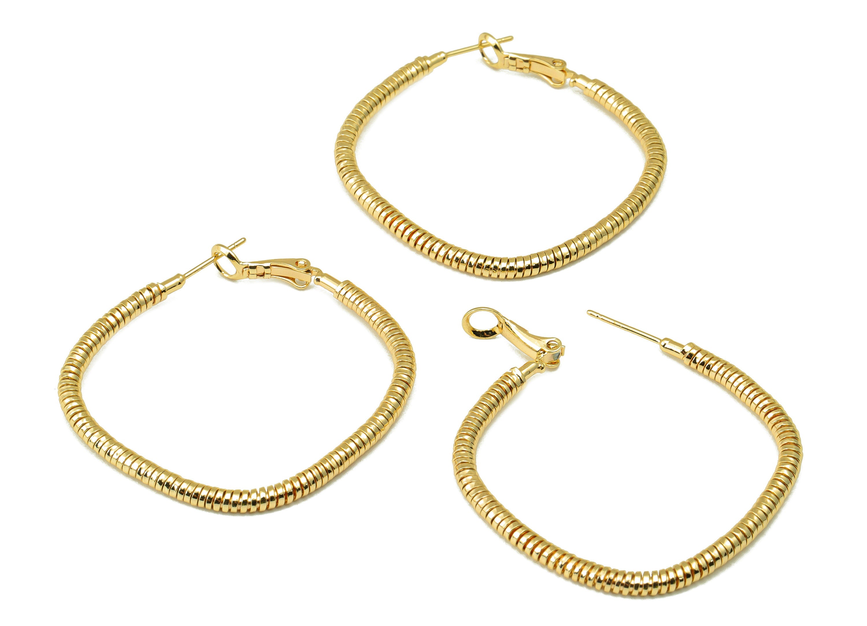 Brass Oval Square Earring Stud - Brass Textured Square Earring Post - Snake Chain Earring Hoop - 18k real gold-plated -46x45x3mm- RGP6592-41 - DOMEDBAZAAR