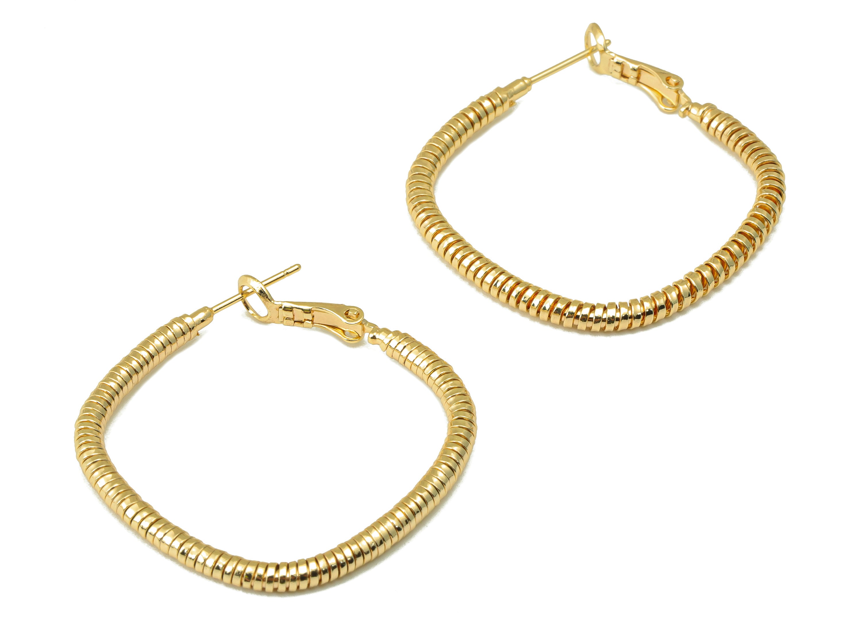 Brass Oval Square Earring Stud - Brass Textured Square Earring Post -Snake Chain Earring Hoop - 18k real gold-plated -42x38x3mm- RGP6592-35 - DOMEDBAZAAR