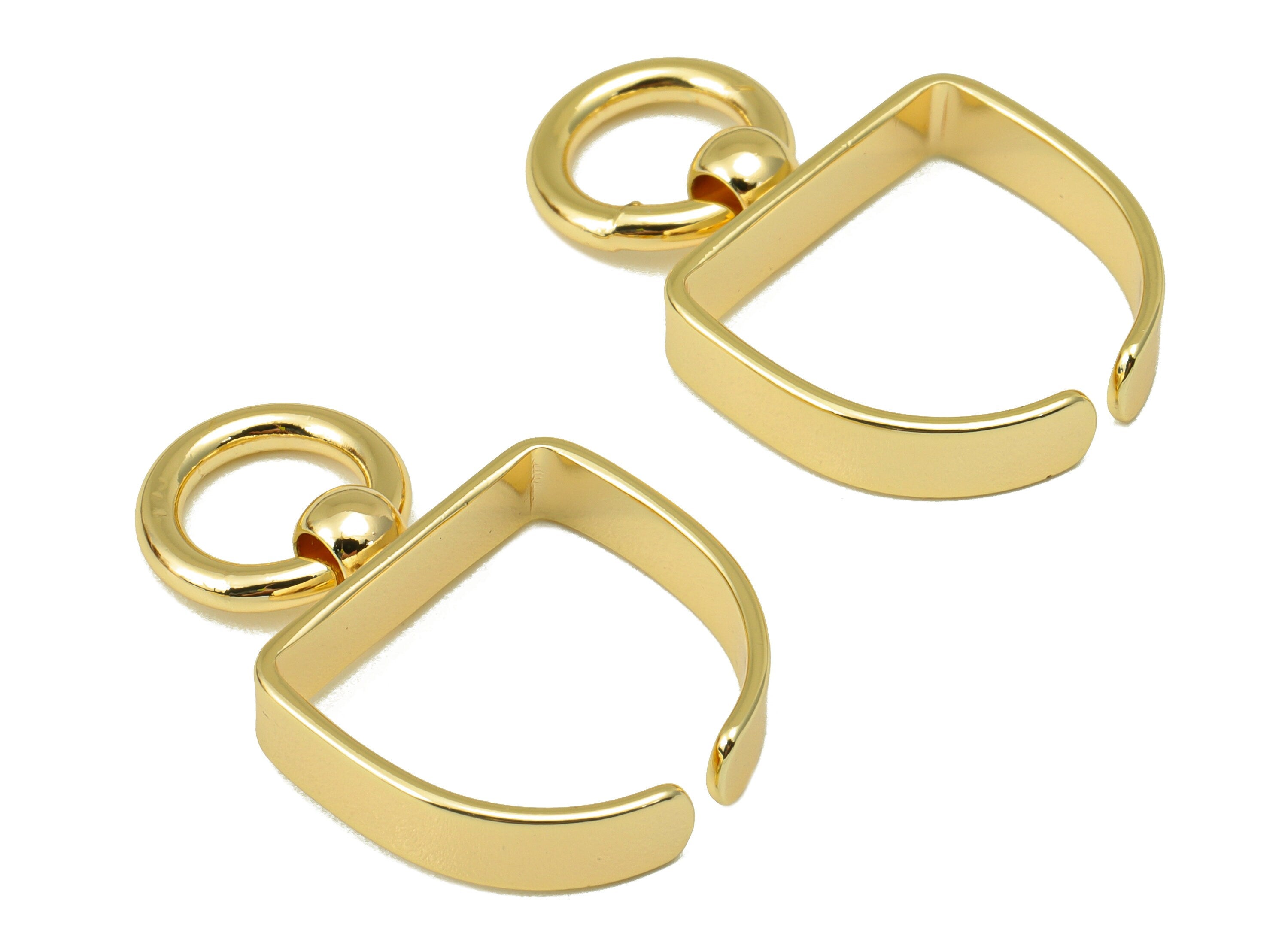 Brass Domed Ring- Brass Open Domed Ring with Loop - Brass Ball Domed Ring - Domed Charm - 18k Real Gold plated -31.42x19.4x1.99mm-RGP6596 - DOMEDBAZAAR