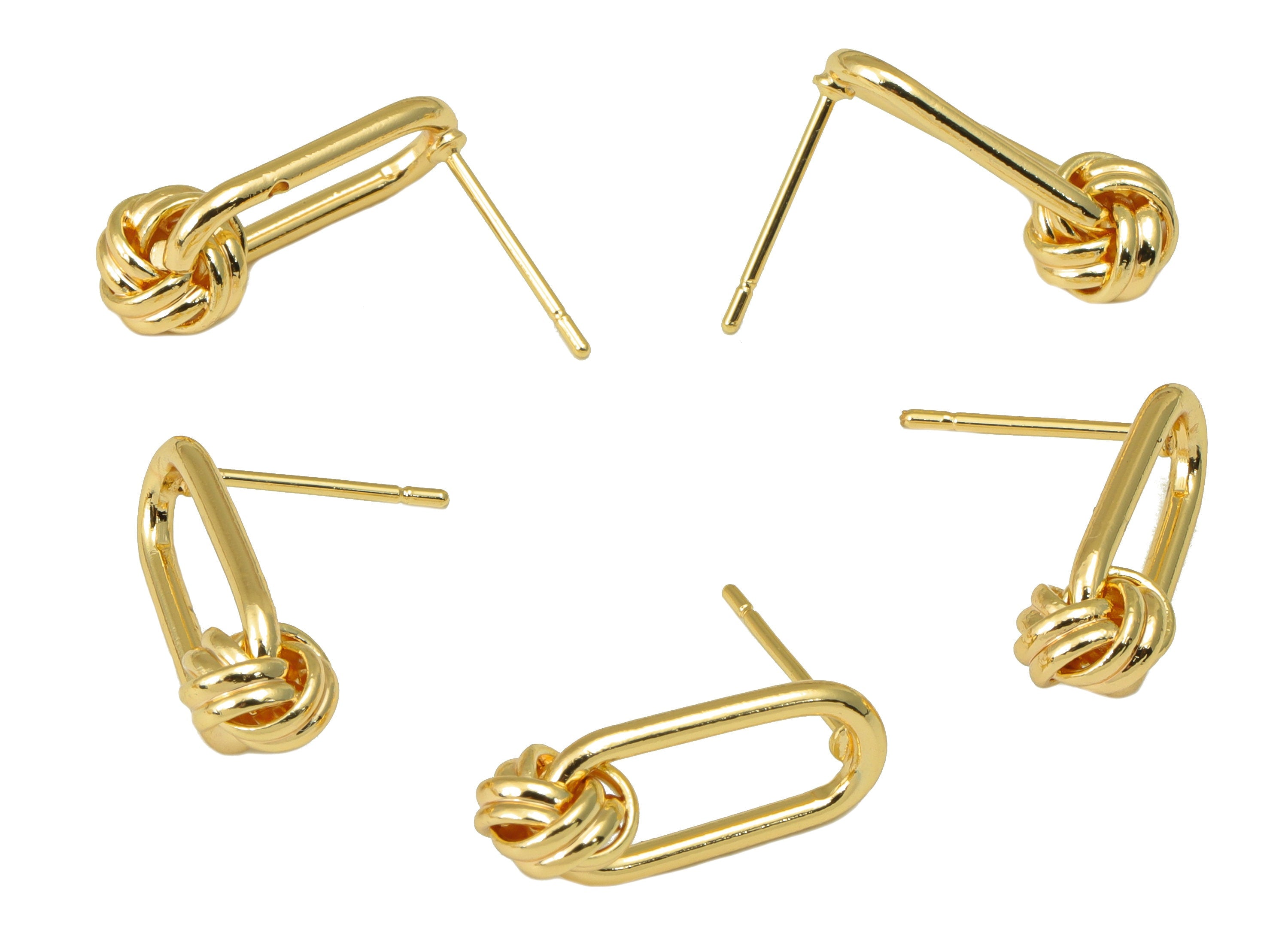 Brass Ellipse Hoop Earring Stud - Infinity Earring Post - Knot Bead Earring Post - Knot Bead- 18k Real Gold plated - 16.9x7.88x1.5mm-RGP6660 - DOMEDBAZAAR