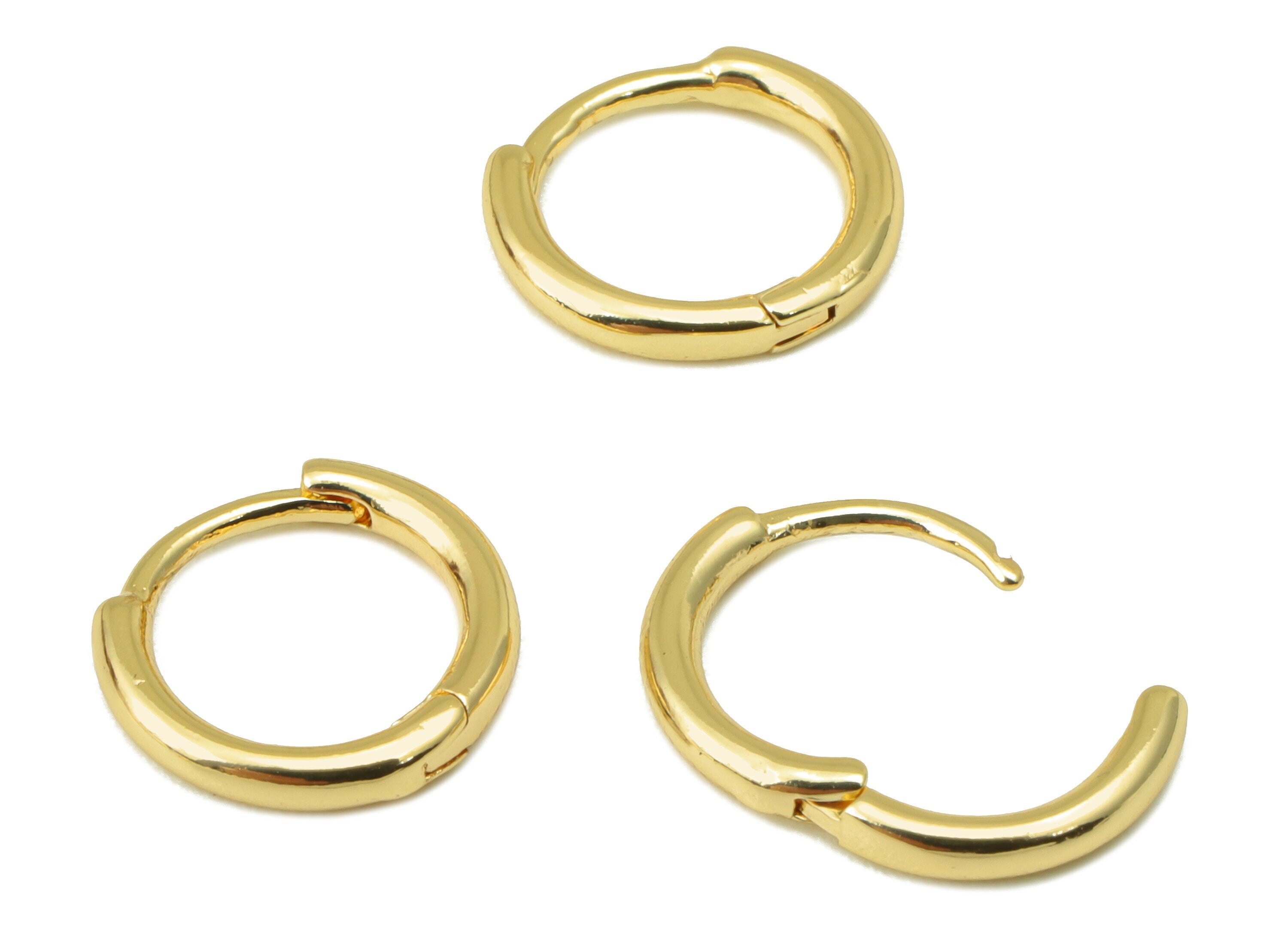 Brass Round Earring Clasp - Brass Circle Hoop Clasp - Brass Mini Ring Hoop Clasp - 18K Real Gold Plated - 10.75x 10.16x 1.65mm- RGP6604 - DOMEDBAZAAR