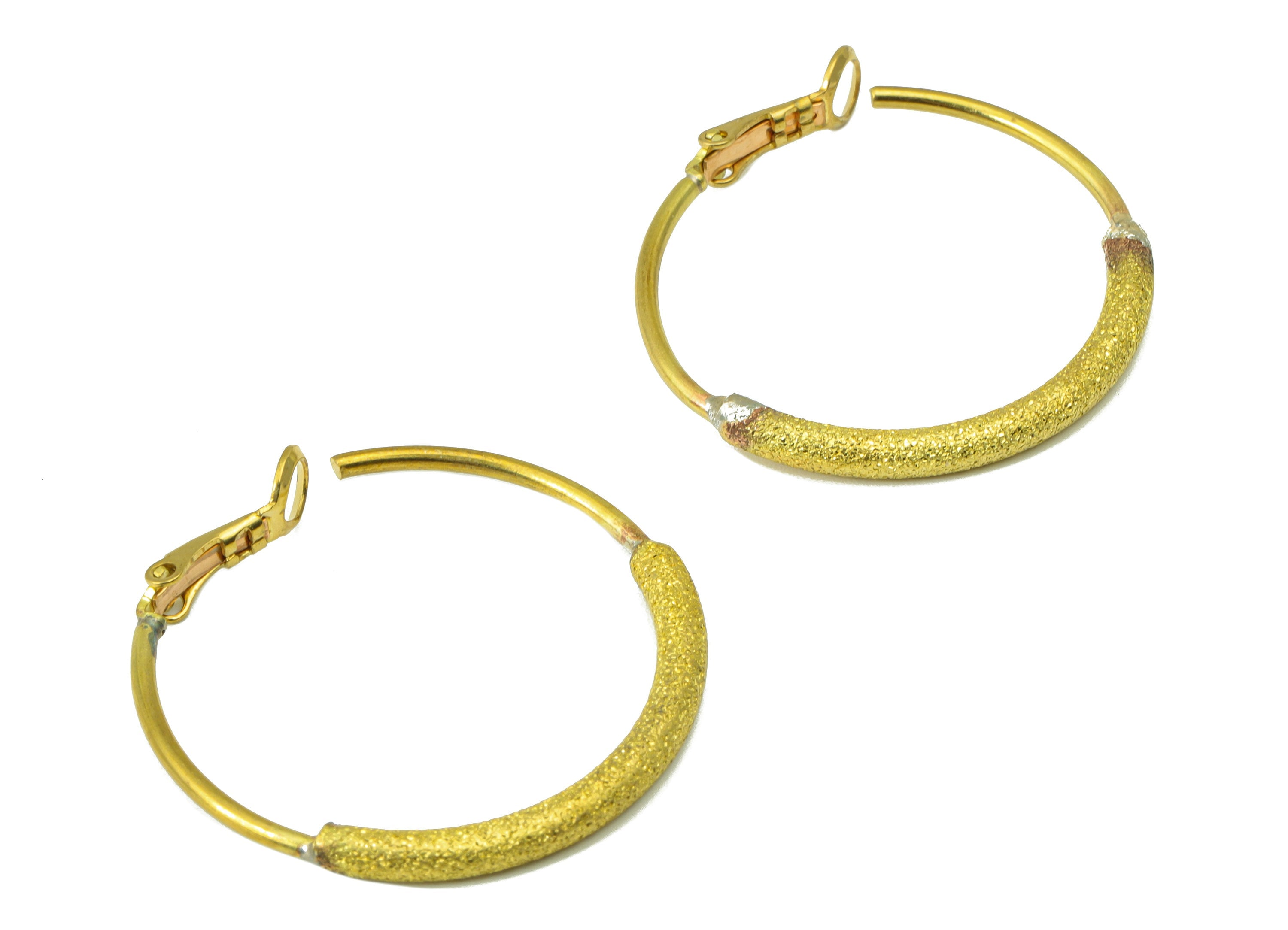 Brass Hoop Earring Stud - Raw Brass Round Hoop Earring Post - Light Textured Circle Earring Post -Earring Post - 38.28x33.41x 2.99mm- PP8517 - DOMEDBAZAAR