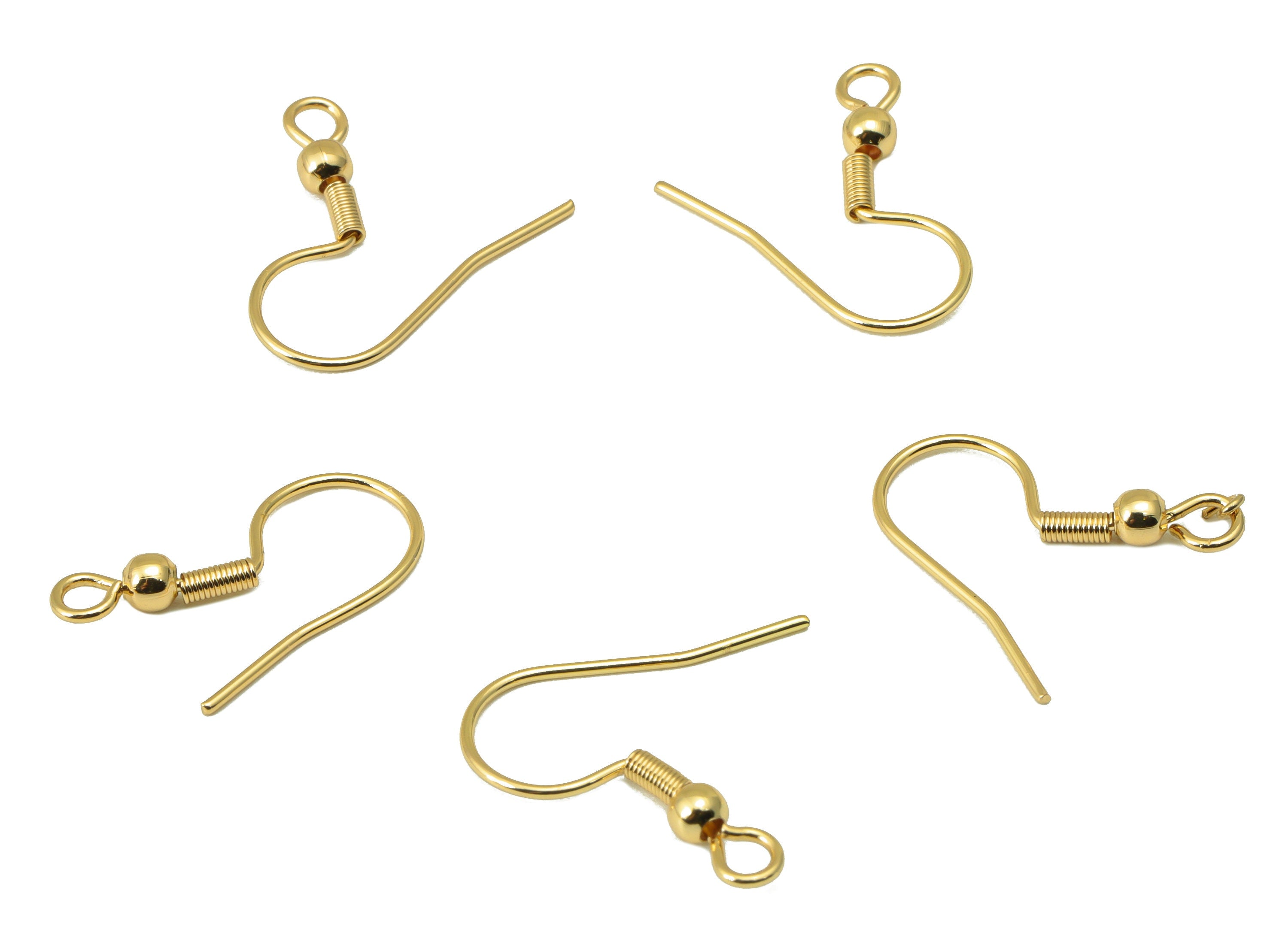 Brass Earring Hooks - Brass Earring Wires - Earring Findings - Jewelry Supplies - 18K Real Gold Plated - 19.43 x 17.42x 1.53mm-RGP6480 - DOMEDBAZAAR