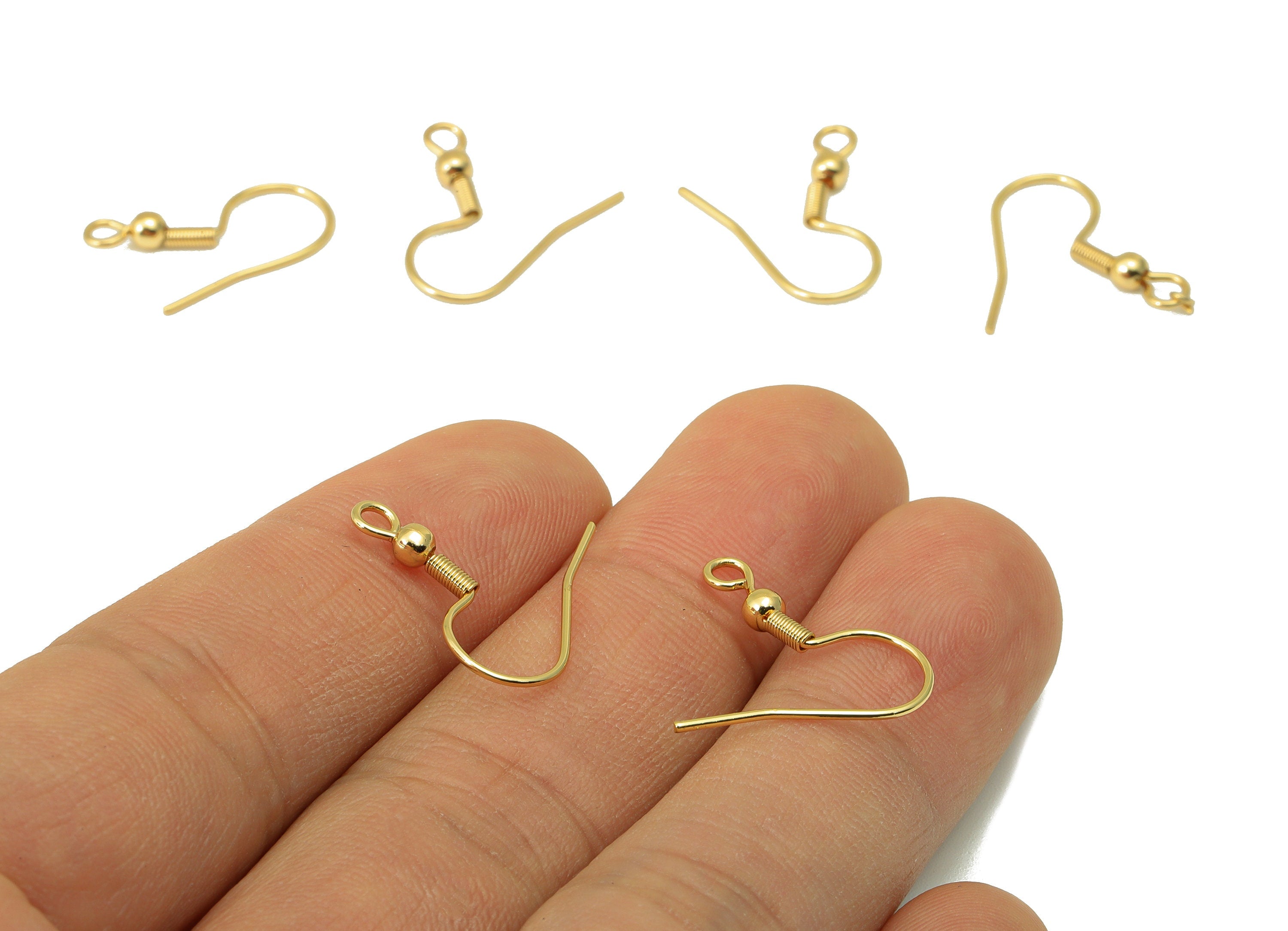 Brass Earring Hooks - Brass Earring Wires - Earring Findings - Jewelry Supplies - 18K Real Gold Plated - 19.43 x 17.42x 1.53mm-RGP6480 - DOMEDBAZAAR