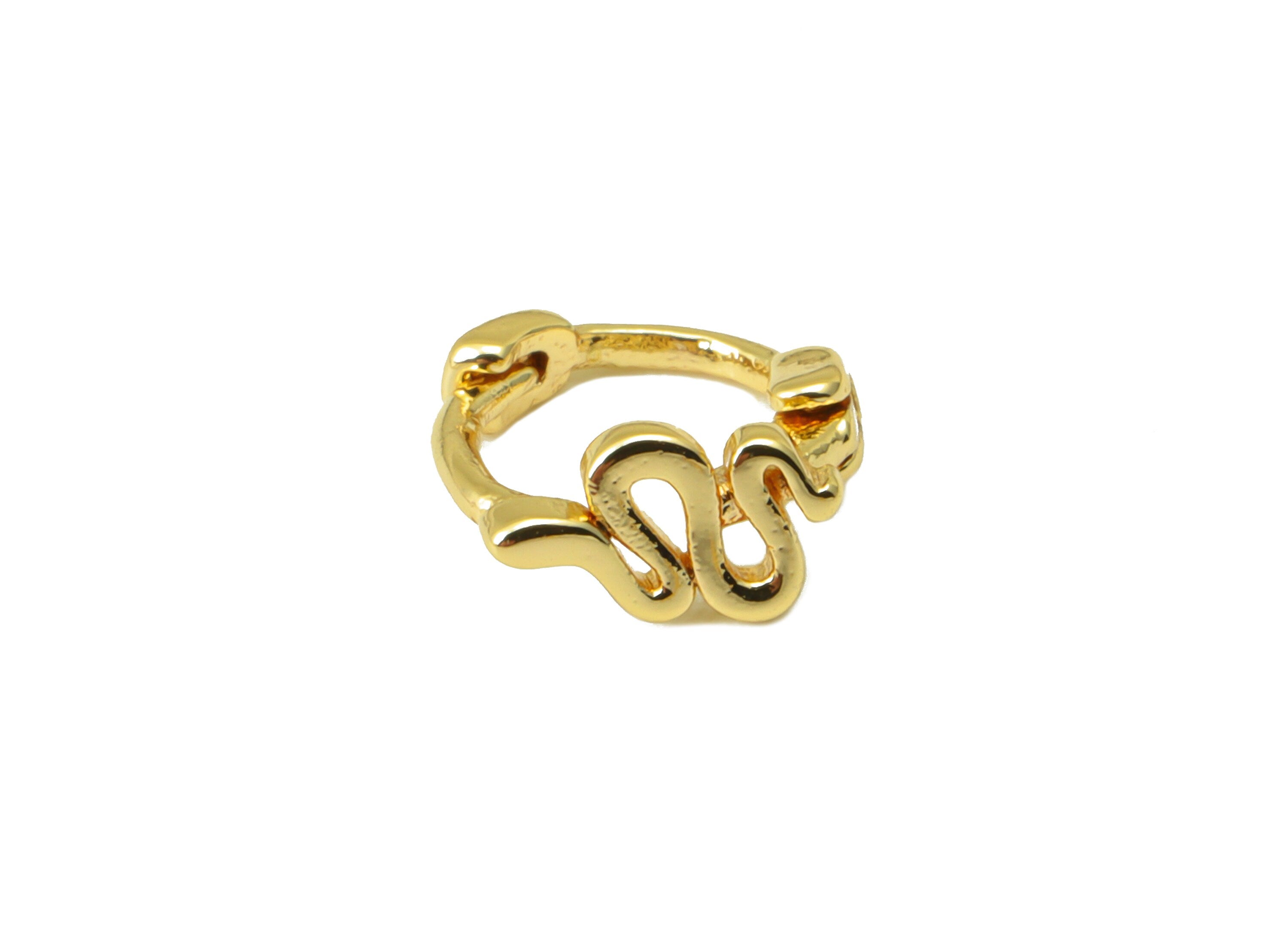 Brass Hoop Earring Clasp - Brass Snake  Round Hoop Clasp -Mini Snake Huggie Hoop Clasp -18K Real Gold Plated - 7.36 x7.7 x 0.87mm  - RGP6553 - DOMEDBAZAAR