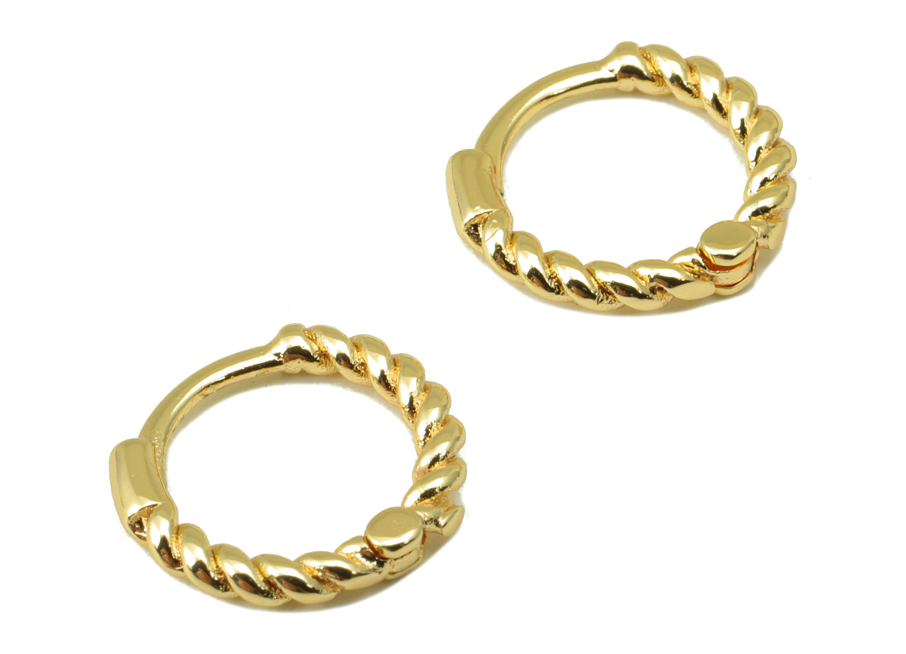 Brass Twisted Hoop Earring Clasp - Brass Twist Chain Round Hoop Clasp - Huggie Clasp -Ring Clasp - 18K Real Gold Plated -11x10x1mm- RGP6531 - DOMEDBAZAAR