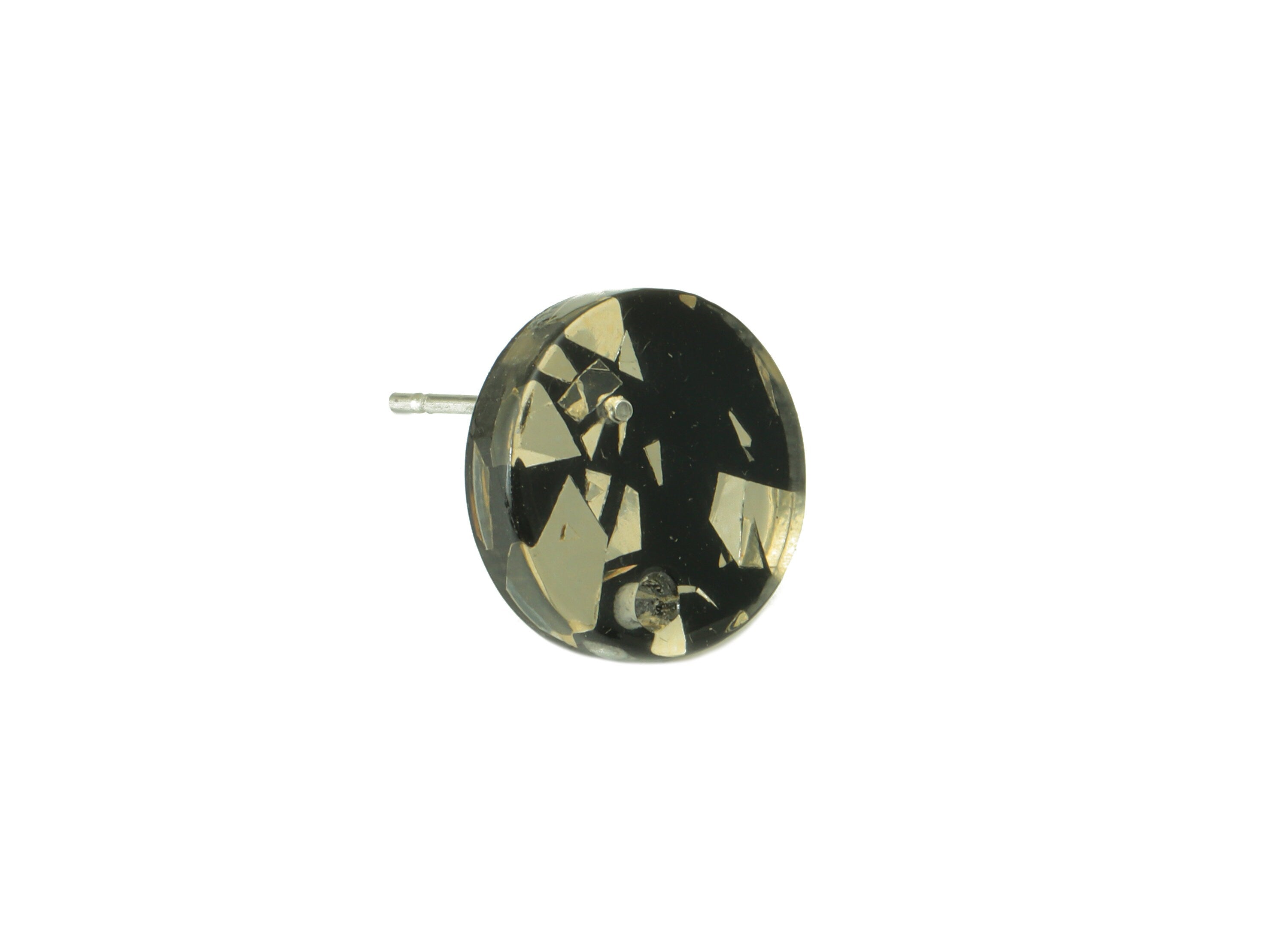 Acrylic Mini Round Earring Stud - Acrylic Circle Earring Post -Gold Foil Acrylic - Stainless Steel - Color Code: A895 -11x11x2mm-AC1139-A895 - DOMEDBAZAAR