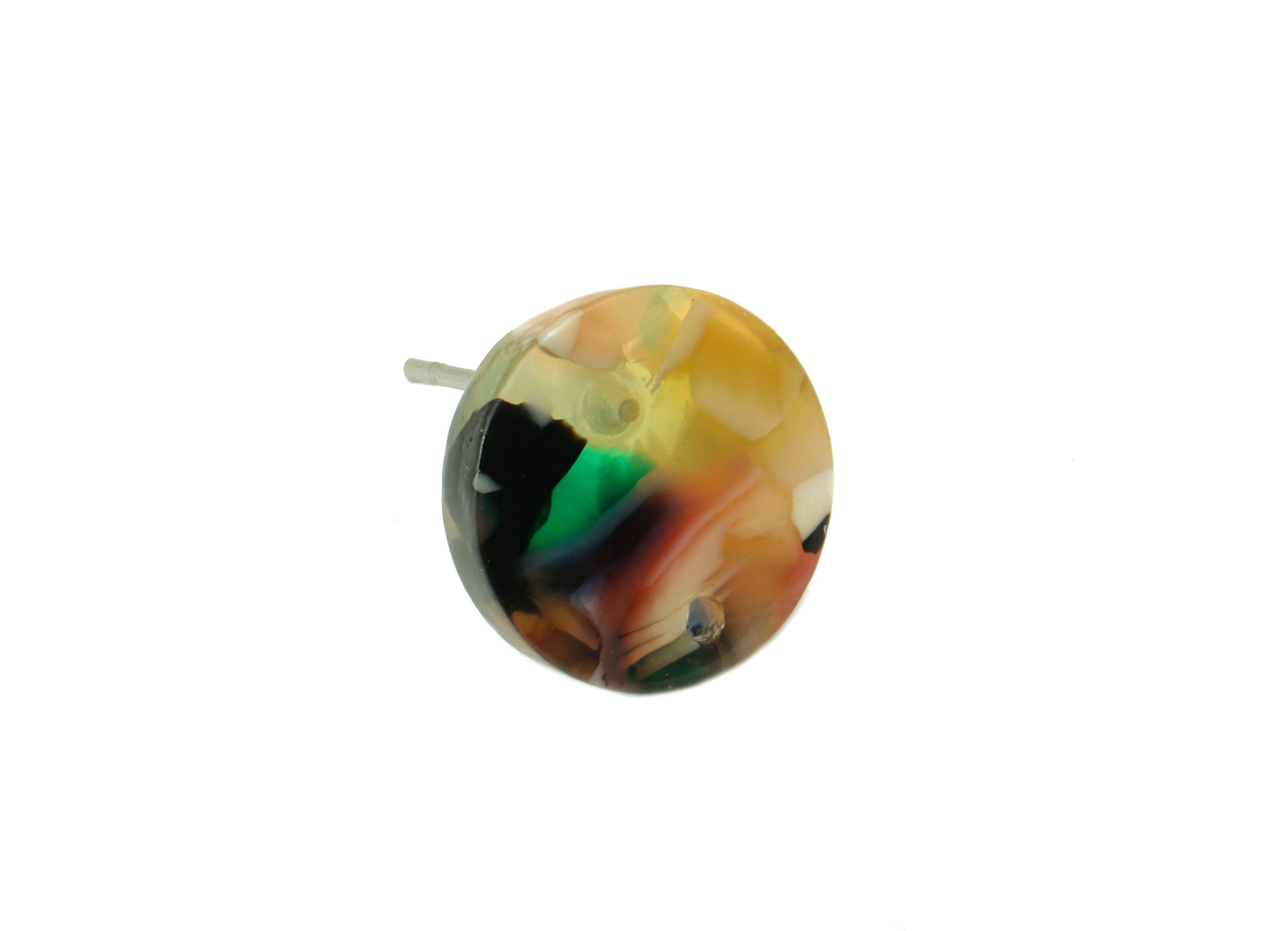 Acrylic Round Earring Stud - Acrylic Circle Earring Post - 316 Surgical Stainless Steel - Color Code: A893 - 11.75x11.69x2.4mm - AC1139-A893 - DOMEDBAZAAR
