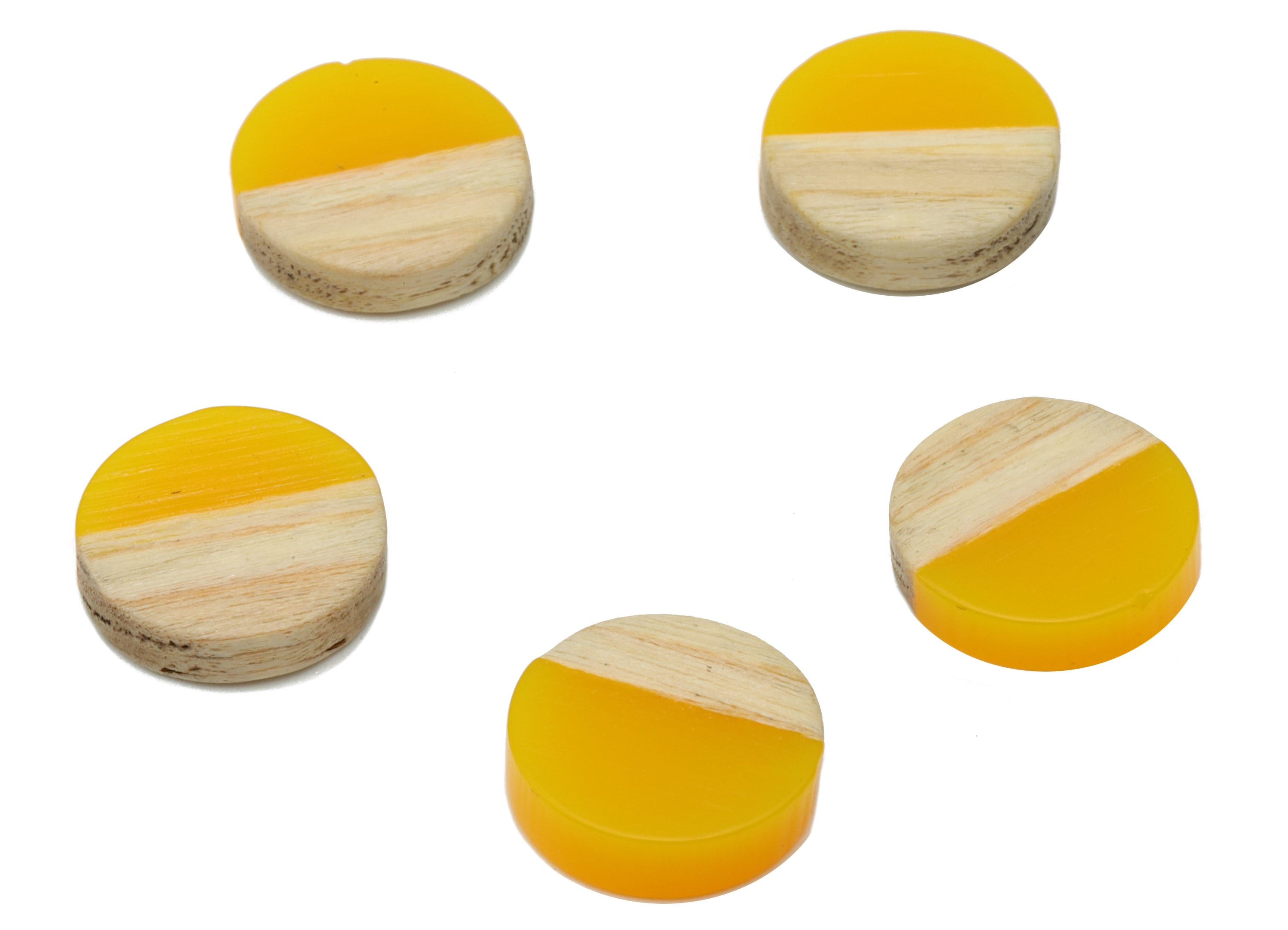 Redwood Resin Round Earring Charm - Redwood Light Yellow Resin Circle Charm - Redwood Resin Charm - 12.17x 12.13x 2.75mm - BB1312A - DOMEDBAZAAR