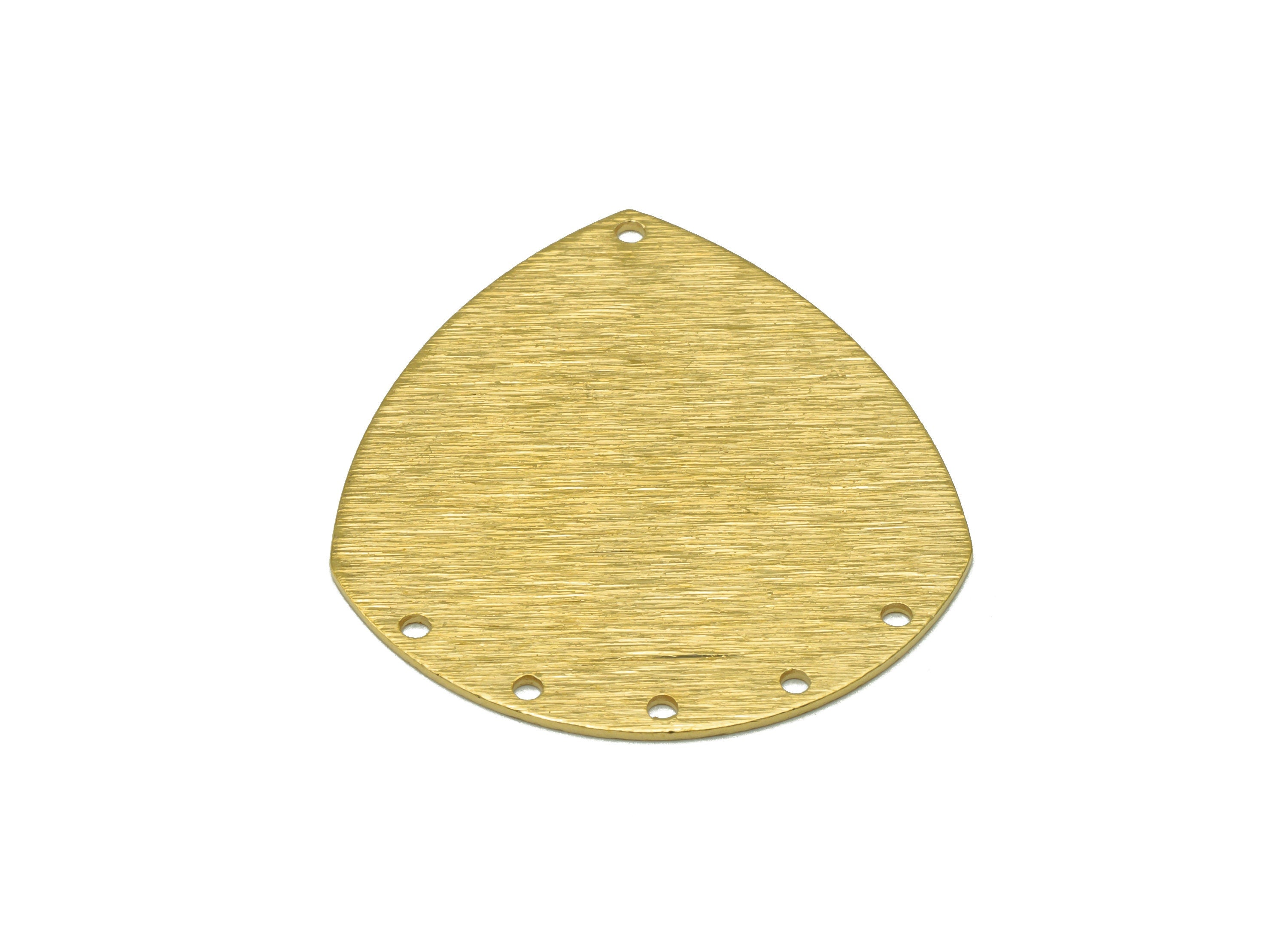 Brass Shield Connector - Raw Brass Teardrop Pendant - Textured Geometry Earring Charm - For Necklace - 36x33x0.77mm - PP8155 - DOMEDBAZAAR