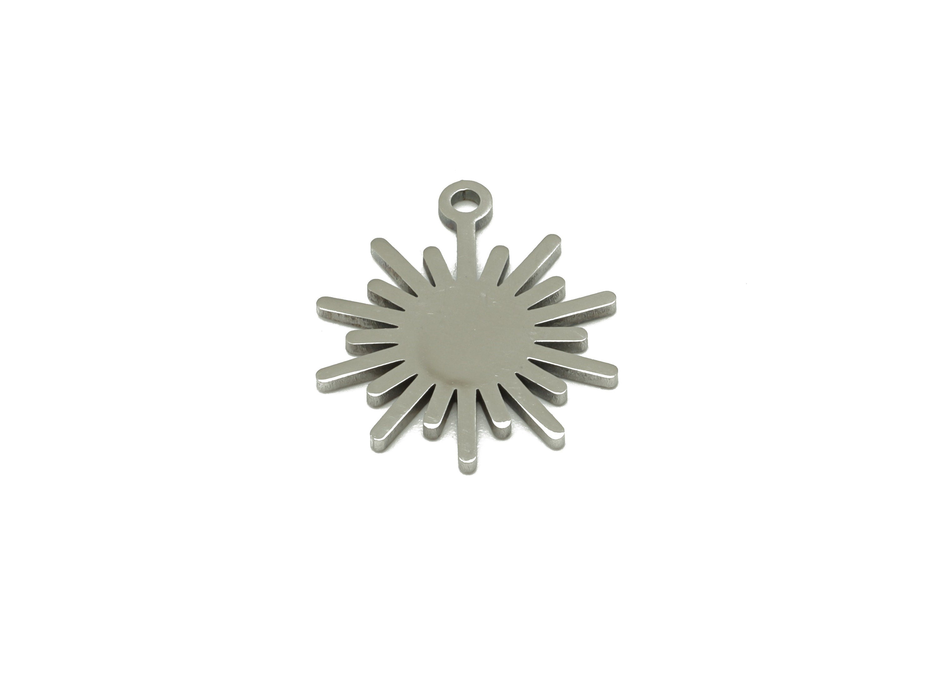 Stainless Steel Sun Earring Charm - Steel Sunshine Charm - 201 Stainless Steel -Steel Sunshine Pendant -16.14x 13.69x 0.96mm - SS1465 - DOMEDBAZAAR