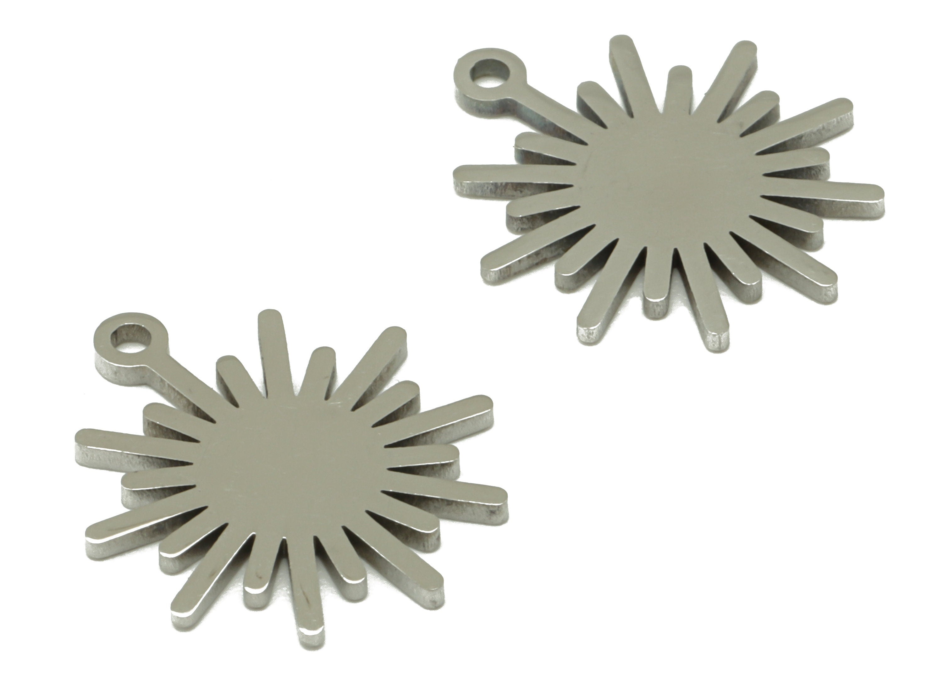 Stainless Steel Sun Earring Charm - Steel Sunshine Charm - 201 Stainless Steel -Steel Sunshine Pendant -16.14x 13.69x 0.96mm - SS1465 - DOMEDBAZAAR