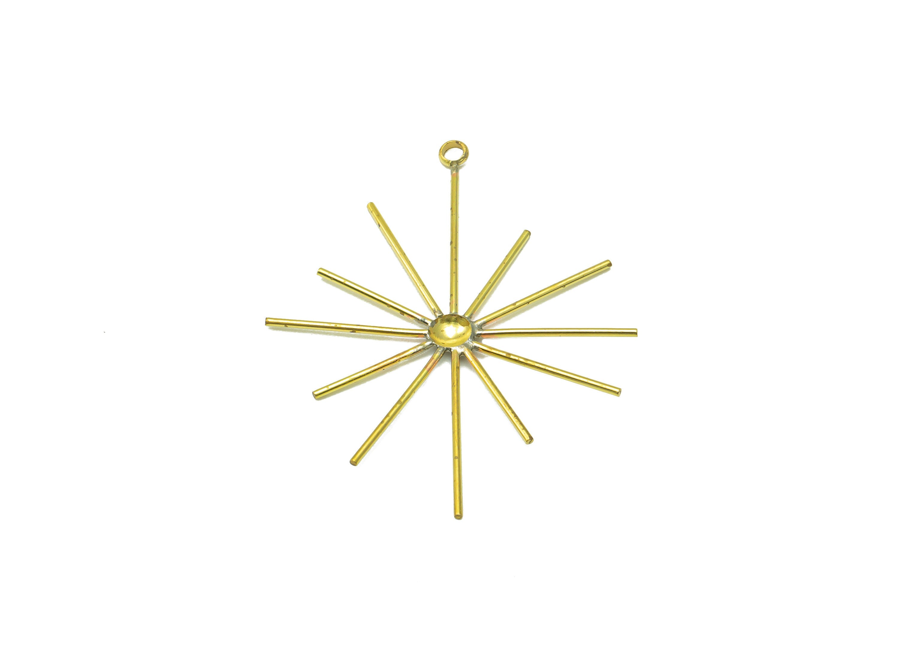Brass Sun Earring Charm - Raw Brass Gamma Ray Pendant - Brass Sunshine Charm for Necklace - Star Earring Wire - 42.56x 34.15x1.44mm- PP3311 - DOMEDBAZAAR