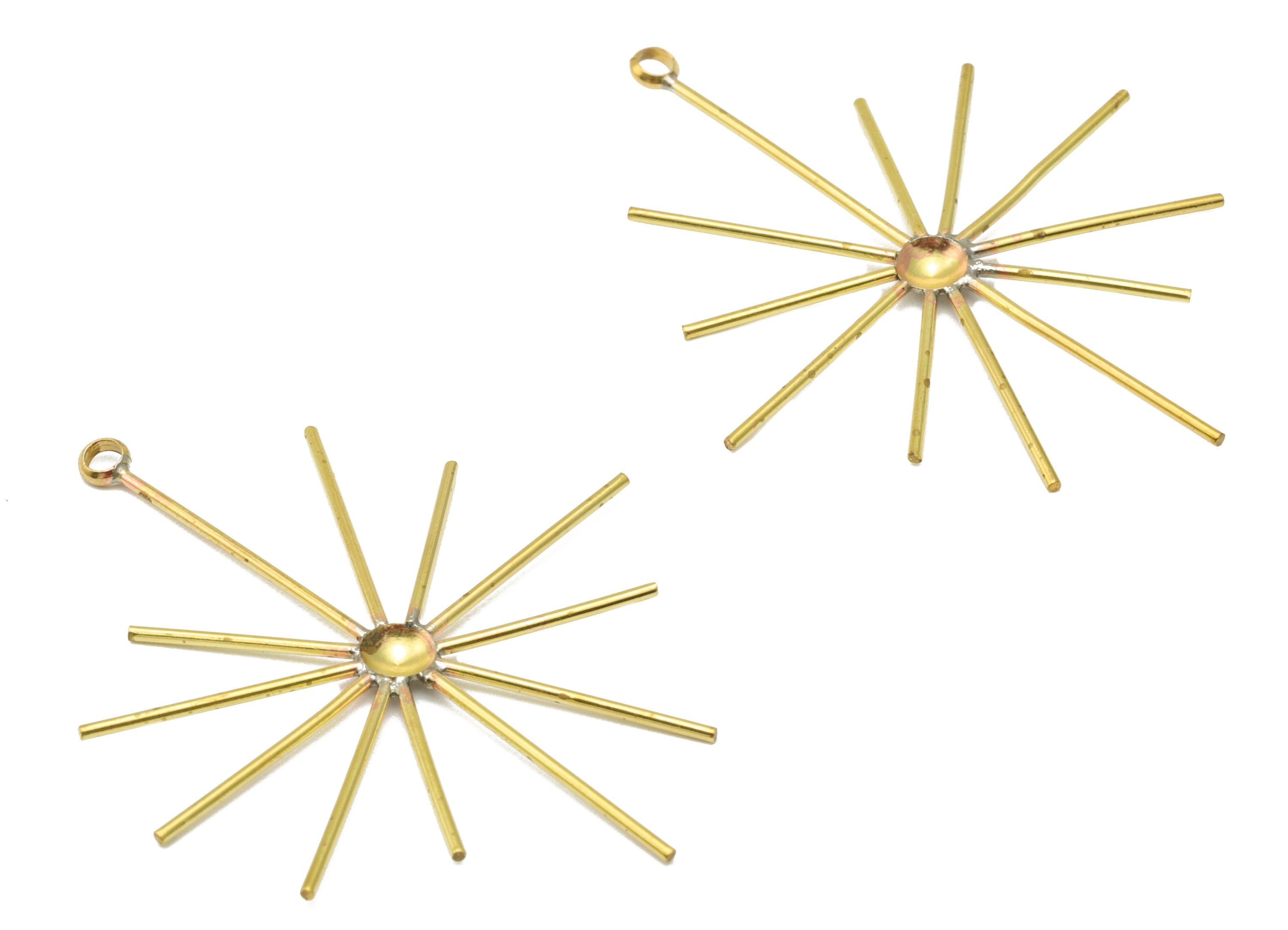 Brass Sun Earring Charm - Raw Brass Gamma Ray Pendant - Brass Sunshine Charm for Necklace - Star Earring Wire - 42.56x 34.15x1.44mm- PP3311 - DOMEDBAZAAR
