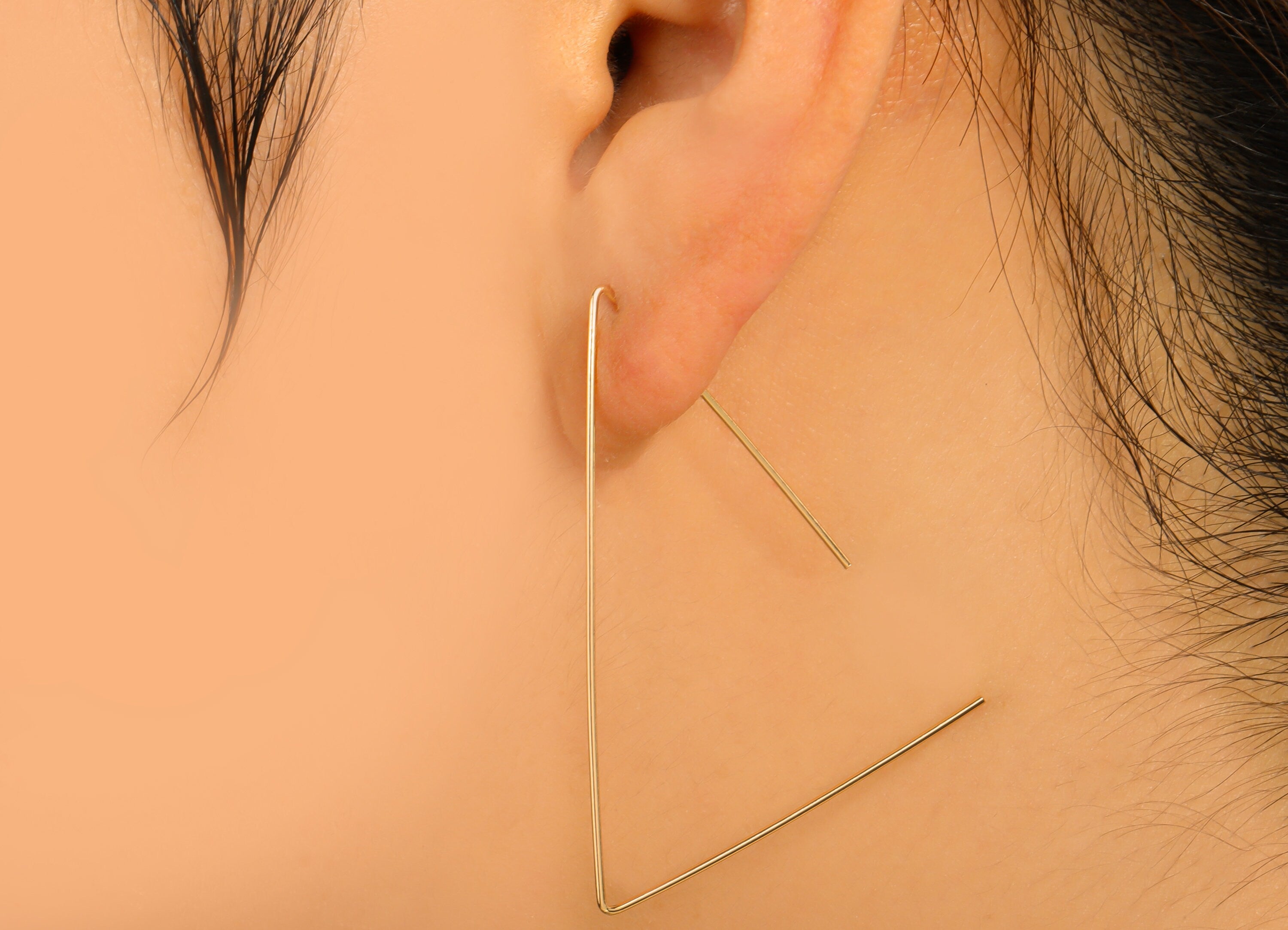 Brass Earring Wire - Brass Triangle Ear Wire - Earring Findings - Jewelry Supplies-18K Real Gold Plating -45.23x40.52x0.7mm - RGP6708 - DOMEDBAZAAR