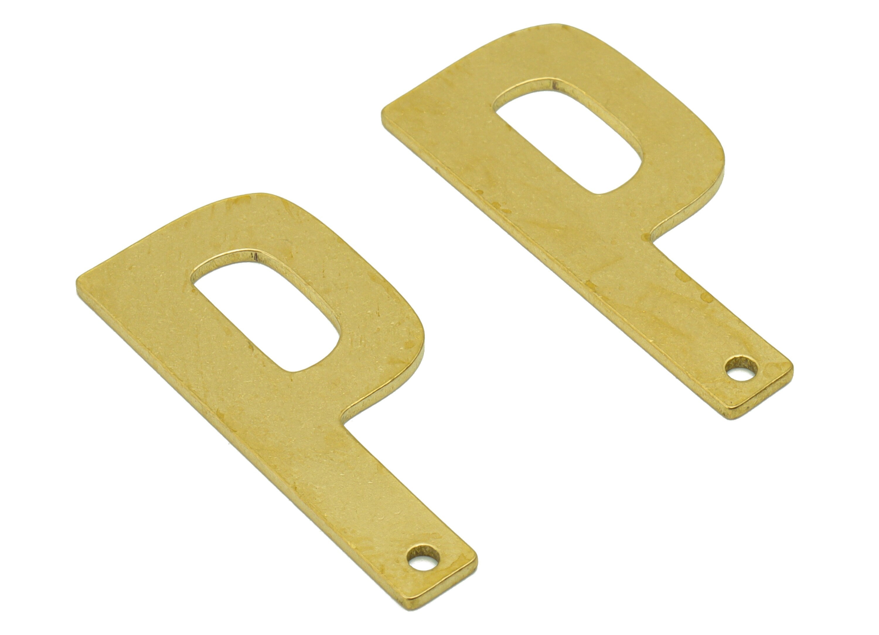Brass Letter Earring Charm - Raw Brass P Earring - Brass Letter Bracelet -For Necklace -Letter Necklace - 29.88x 13.66x 1mm - PP8611P - DOMEDBAZAAR