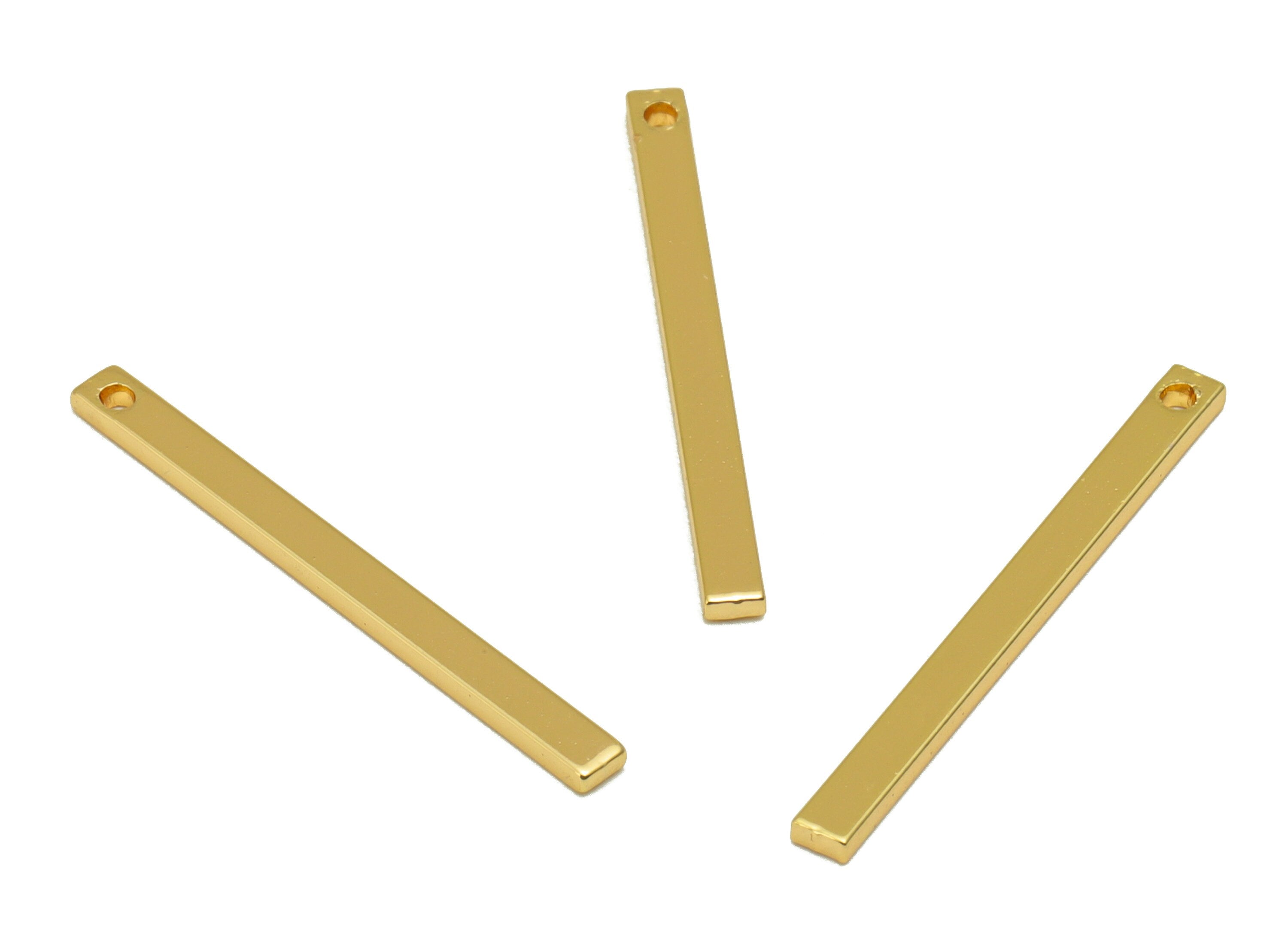 Brass Earring Charm - Gold Bar Earring Charm - Brass Strip Earring Charm -Earring Findings -18K Real Gold Plated - 25x2x1mm - RGP6702 - DOMEDBAZAAR