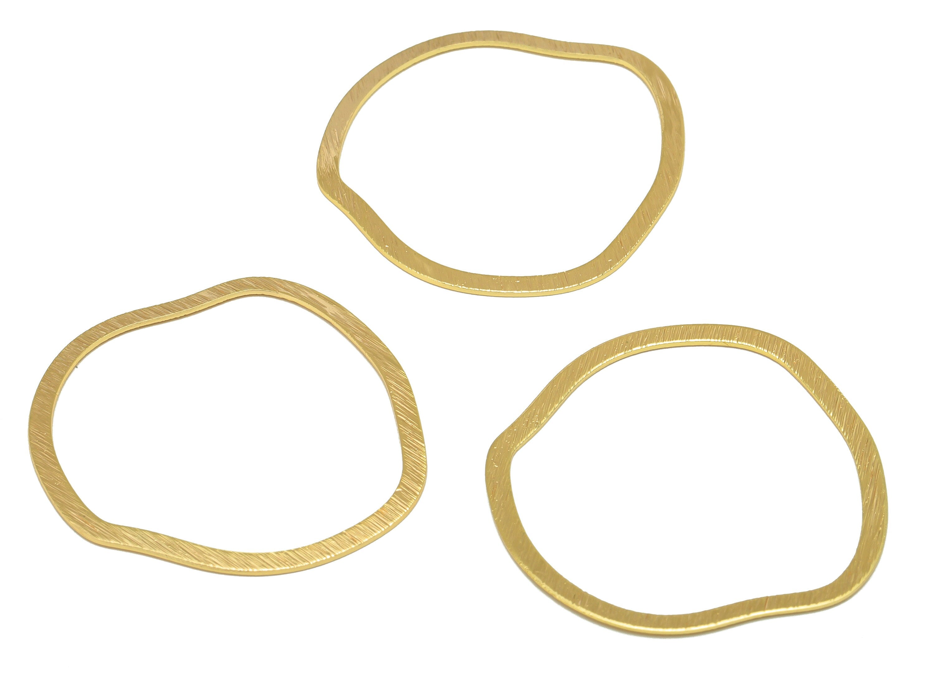 Brass Earring Charm - Textured Earring Charm - Round Necklace- Irregular Ring - 18K Real Gold Plating - 36.74x37.4x0.6mm - RGP6700 - DOMEDBAZAAR