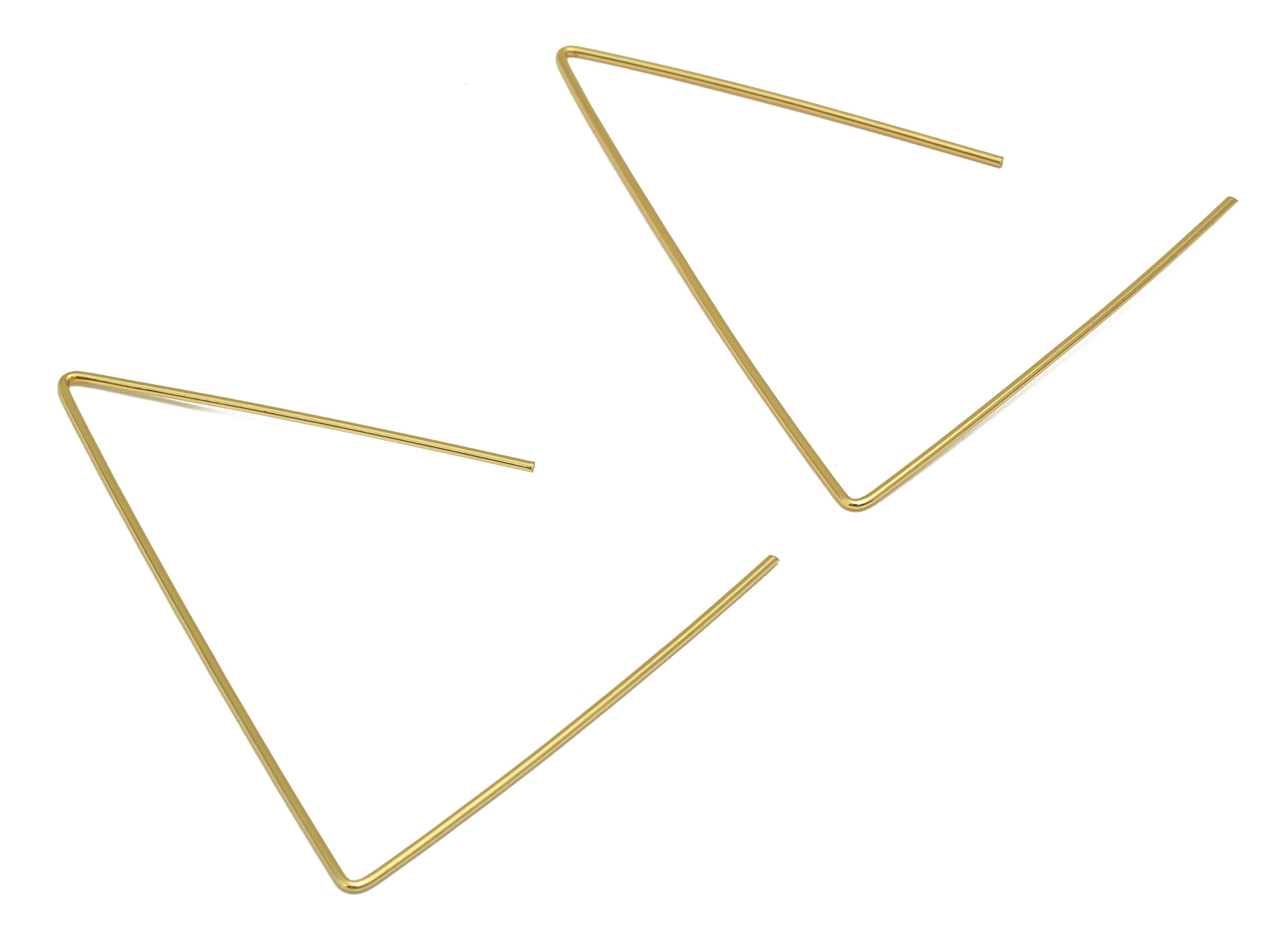 Brass Earring Wire - Brass Triangle Ear Wire - Earring Findings - Jewelry Supplies-18K Real Gold Plating -45.23x40.52x0.7mm - RGP6708 - DOMEDBAZAAR