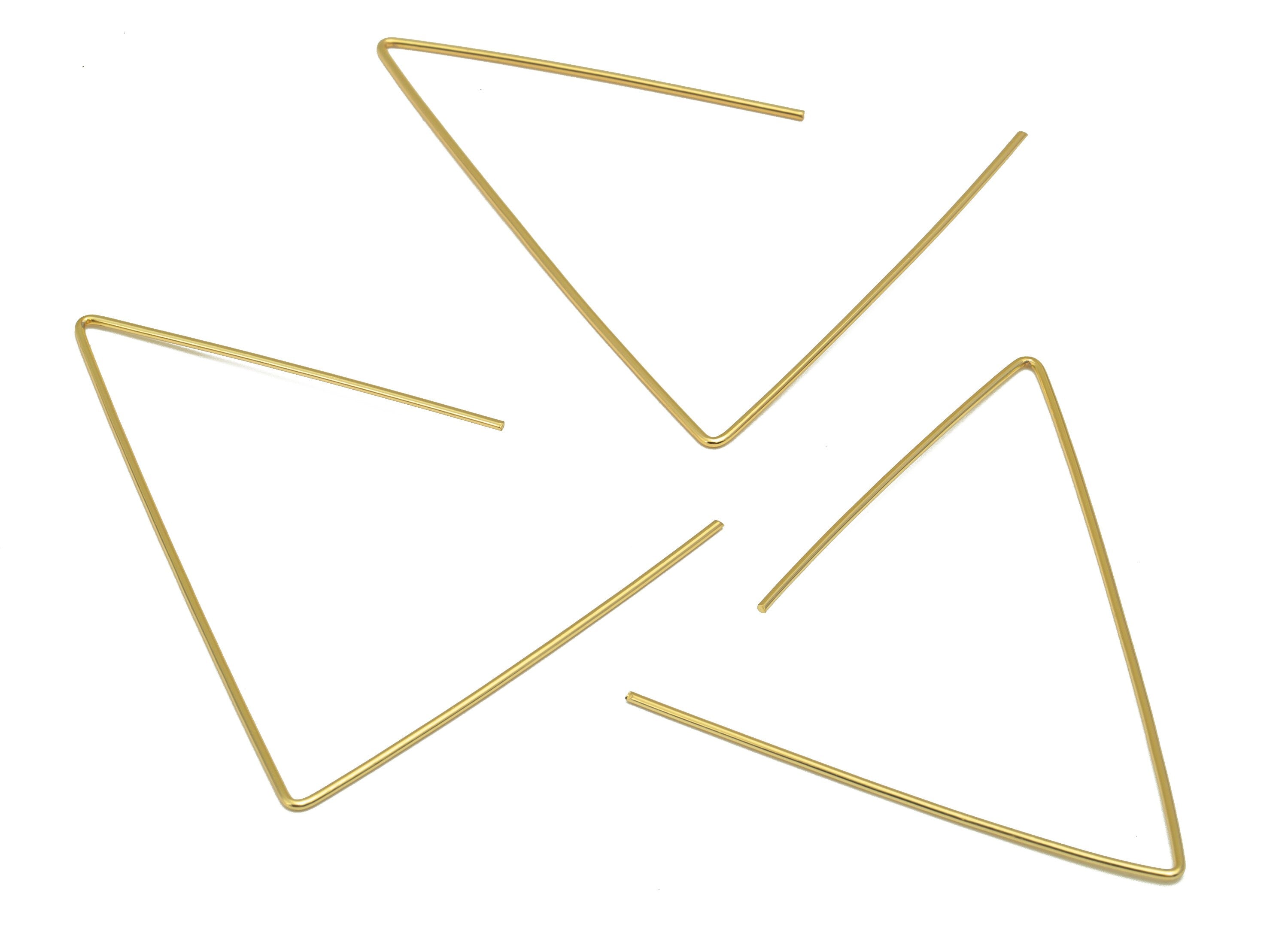 Brass Earring Wire - Brass Triangle Ear Wire - Earring Findings - Jewelry Supplies-18K Real Gold Plating -45.23x40.52x0.7mm - RGP6708 - DOMEDBAZAAR