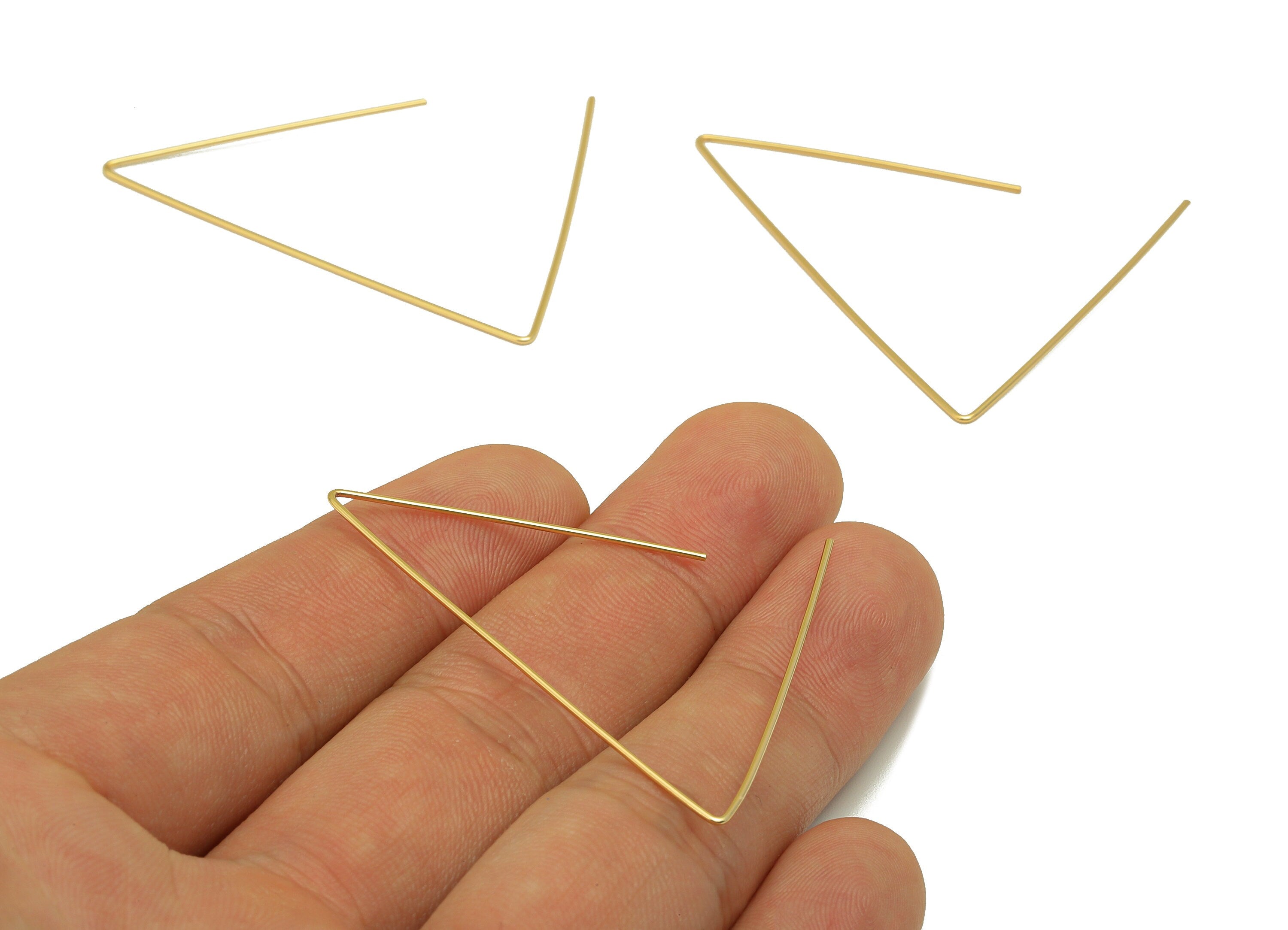 Brass Earring Wire - Brass Triangle Ear Wire - Earring Findings - Jewelry Supplies-18K Real Gold Plating -45.23x40.52x0.7mm - RGP6708 - DOMEDBAZAAR