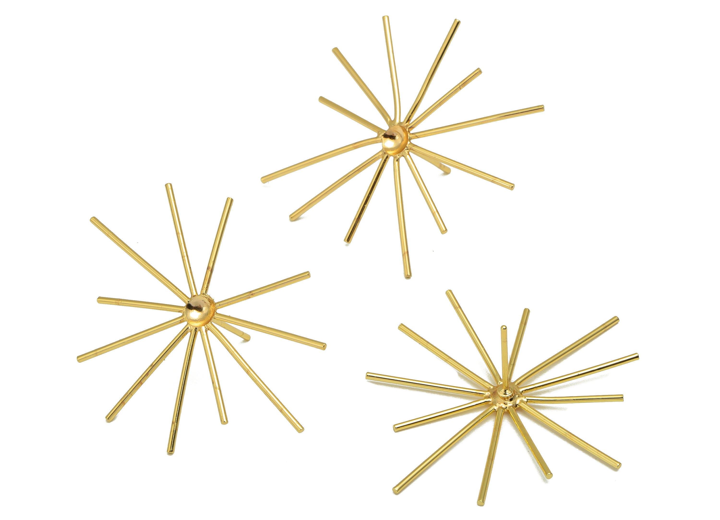 Brass Sun Earring Charm - Brass Sunshine Pendant - Sunshine Charm for Necklace - Star Earring Wire-18K Real Gold Plated-39x34x1mm - RGP6705 - DOMEDBAZAAR