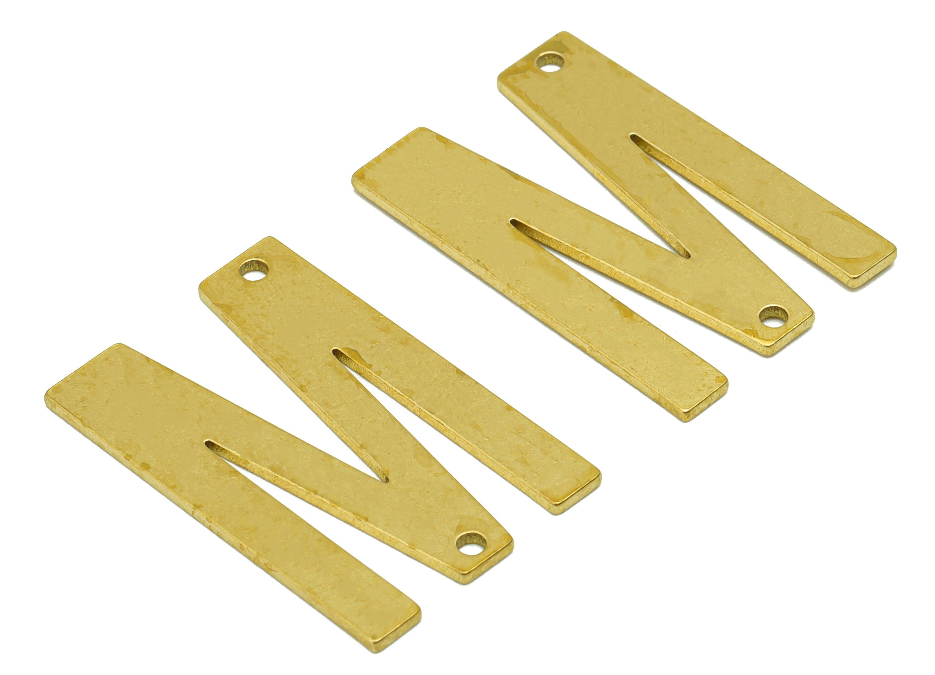 Brass Letter Earring Charm - Raw Brass M Connector -Brass Alphabet Connector -For Necklace - 29.75x 19.26x 1mm - PP8611M - DOMEDBAZAAR