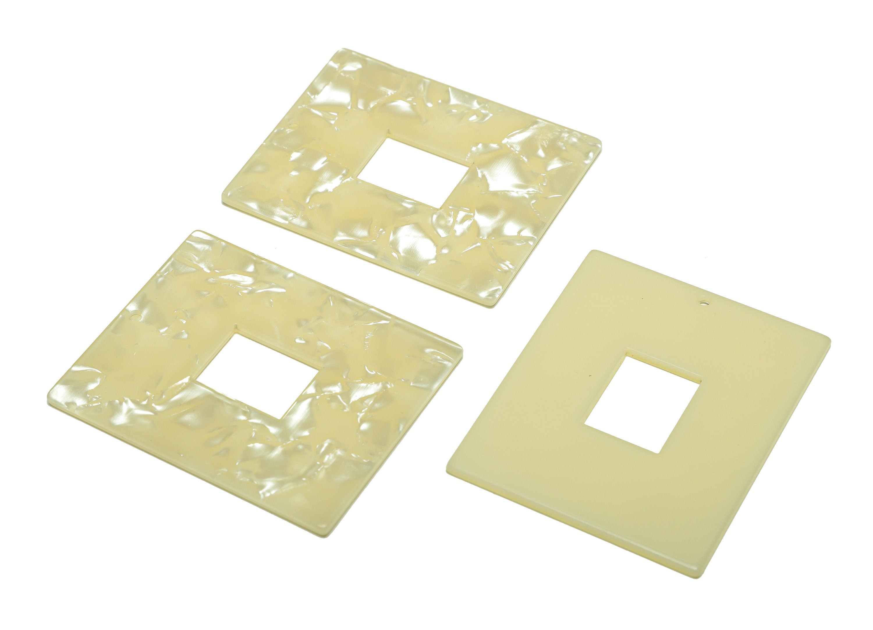 Acrylic White Charm - Rectangle Marble Pendant - Shell Looking Acrylic - Big Rectangle Earring Charm - 49.x39.83x2.45mm - AC2614-A31 - DOMEDBAZAAR