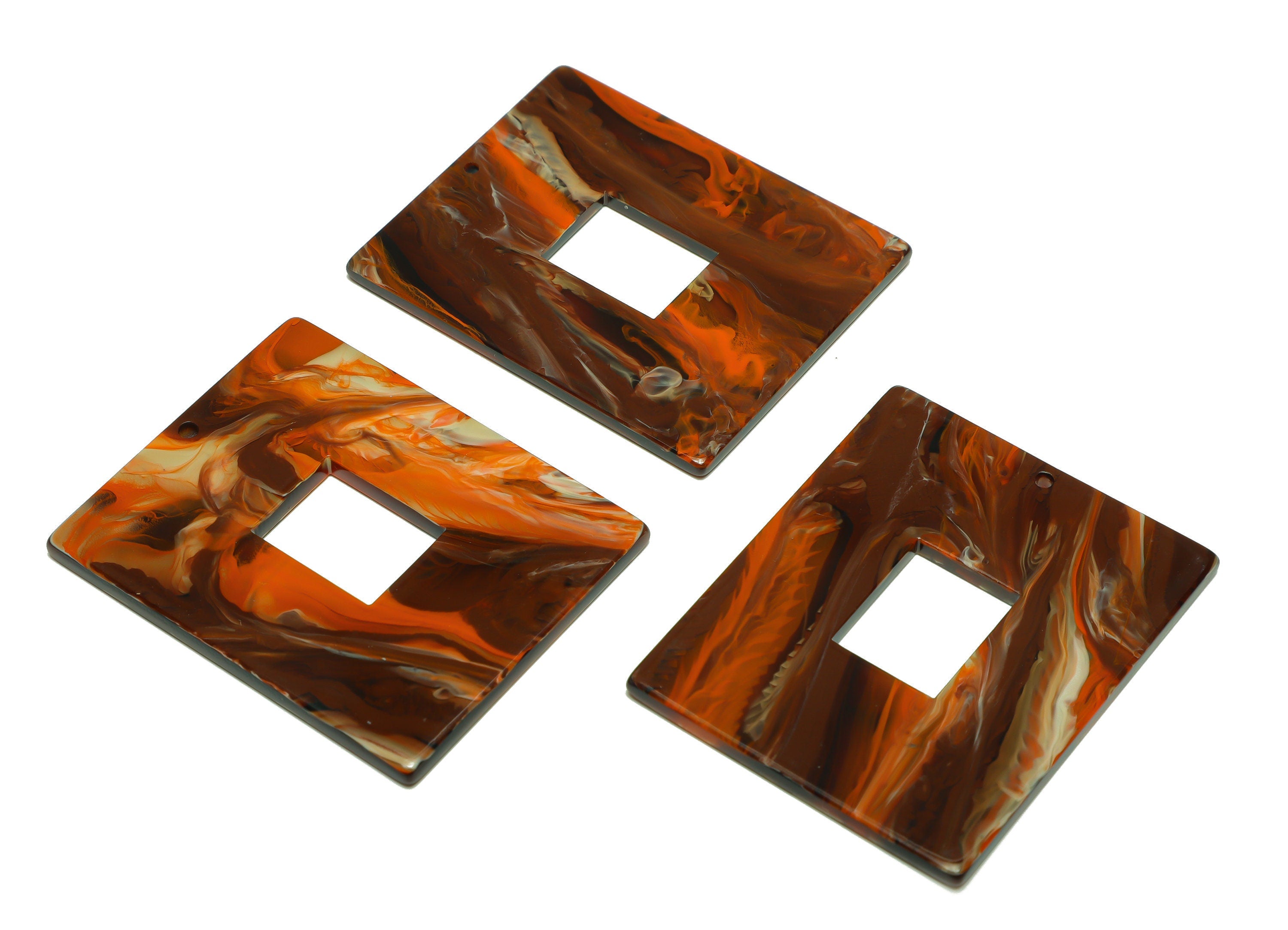 Acrylic Rectangle Charm - Geometry Mix Color Pendant - Big Rectangel Earring Charm - Jewelry Making - Code:A937- 48.93x39x2mm - AC2614-A937 - DOMEDBAZAAR