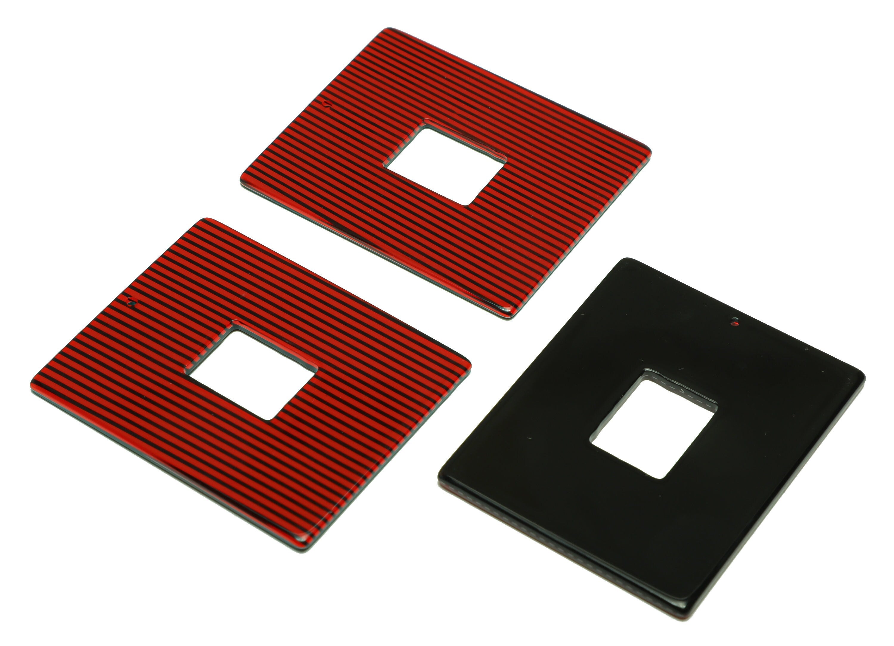 PVC Stripes Charm - Rectangle Stripes Pendant - PVC  Pattern Earring Charm - Jewelry Making - 49x40x2.5mm - AC2614-A940 - DOMEDBAZAAR