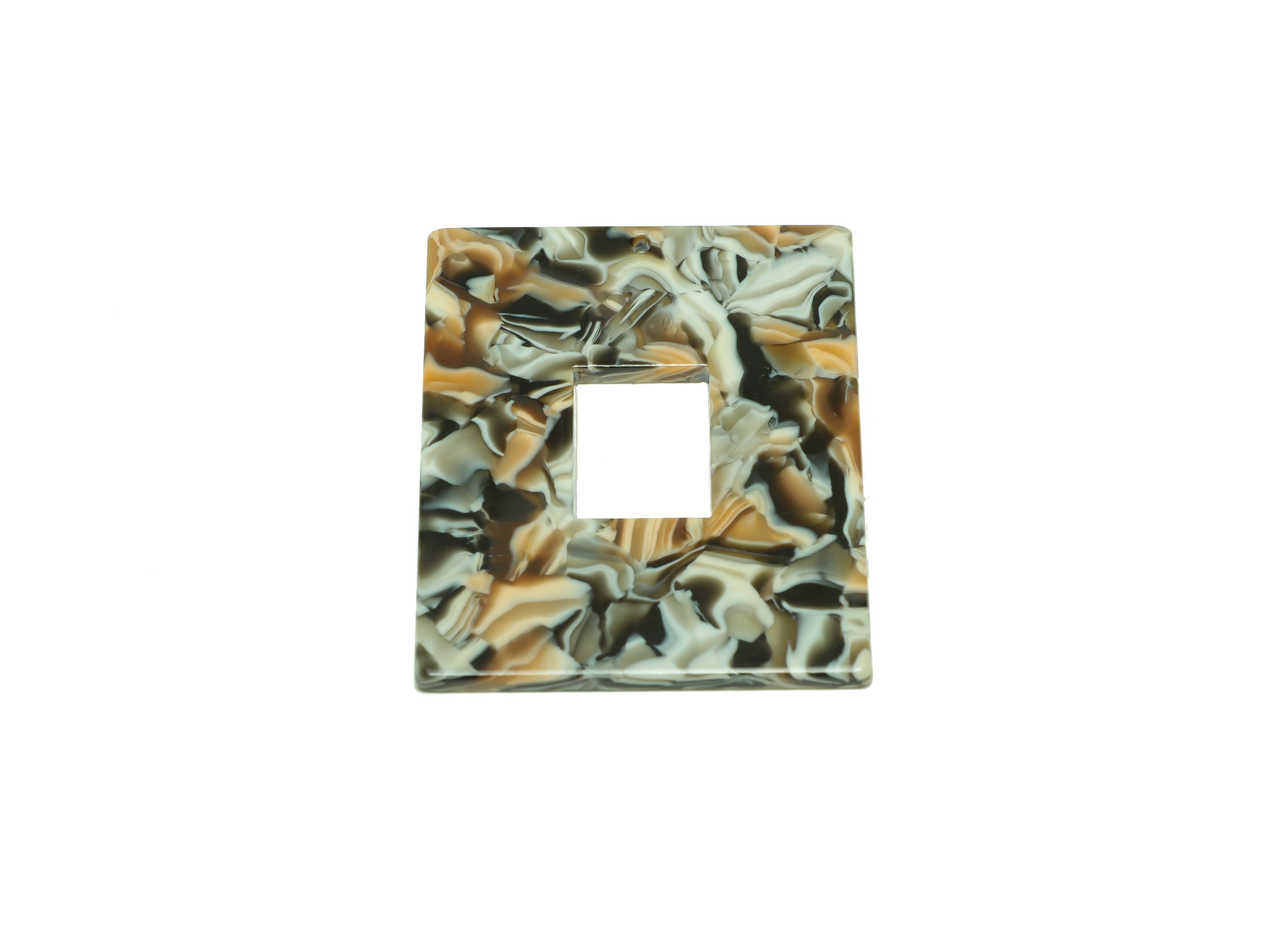 Acetate Rectangle Charm - Rectangle Mix Color Pendant - Acetate Earring Charm - Jewelry Making - Code:A508- 48.74x39.64x2.42mm - AC2614-A508 - DOMEDBAZAAR