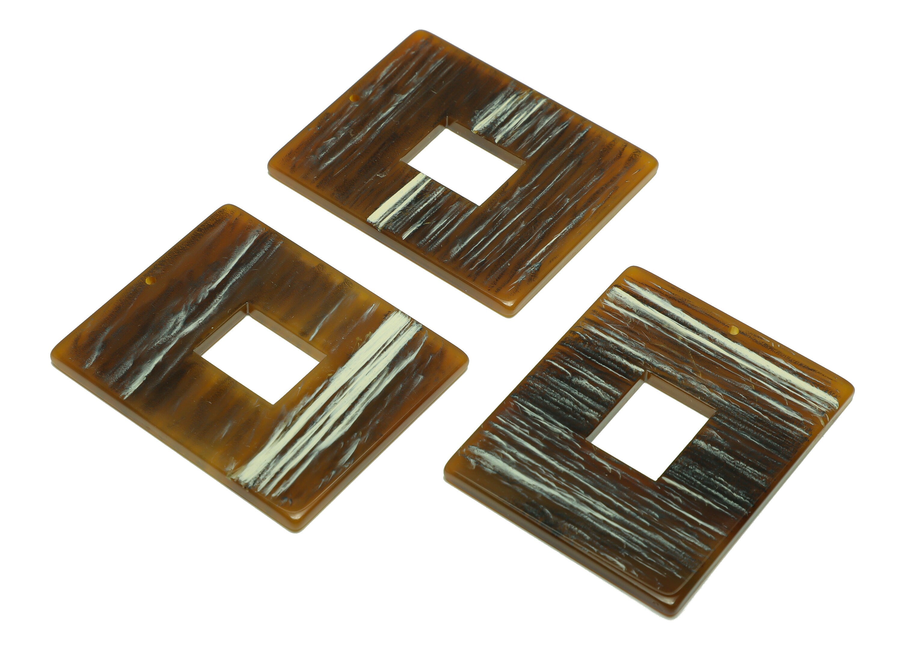 Acrylic Rectangle Charm - Rectangle Bark Pendant - Acrylic Earring Charm - Jewelry Making - Code:A400 - 49.38x39.89x2.96mm - AC2614-A400 - DOMEDBAZAAR