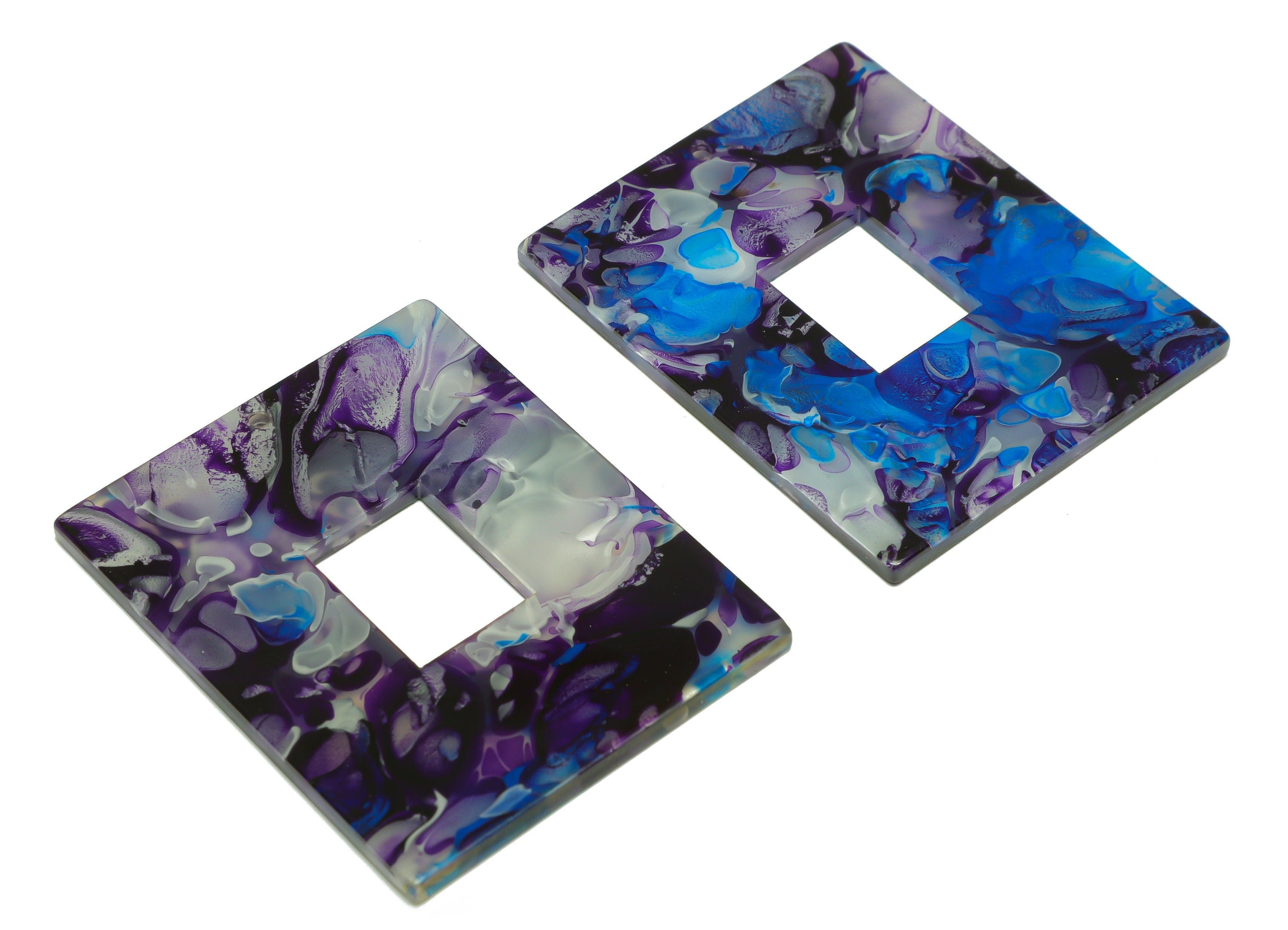 Acrylic Rectangle Charm - Rectangle Rainbow Pendant - Acrylic Earring Charm - Marbling Pattern - Code:A943 - 48.93x39.53x2.5mm - AC2614-A943 - DOMEDBAZAAR