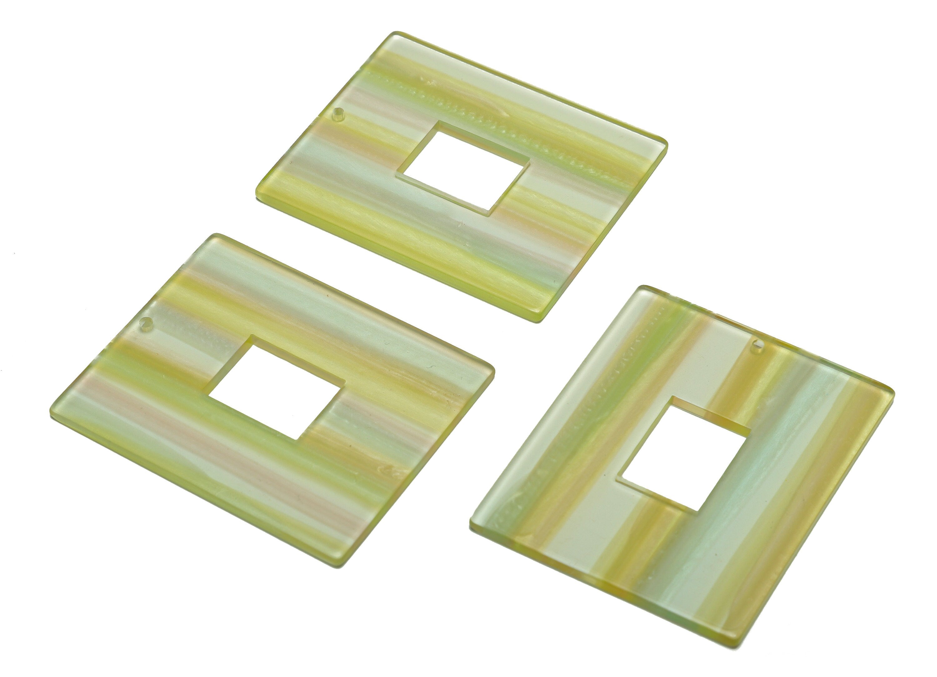 Acrylic Rectangle Charm - Rectangle Rainbow Pendant - Acrylic Earring Charm - Jewelry Making - Code:A545 - 49.25x39.87x2.41mm - AC2614-A545 - DOMEDBAZAAR