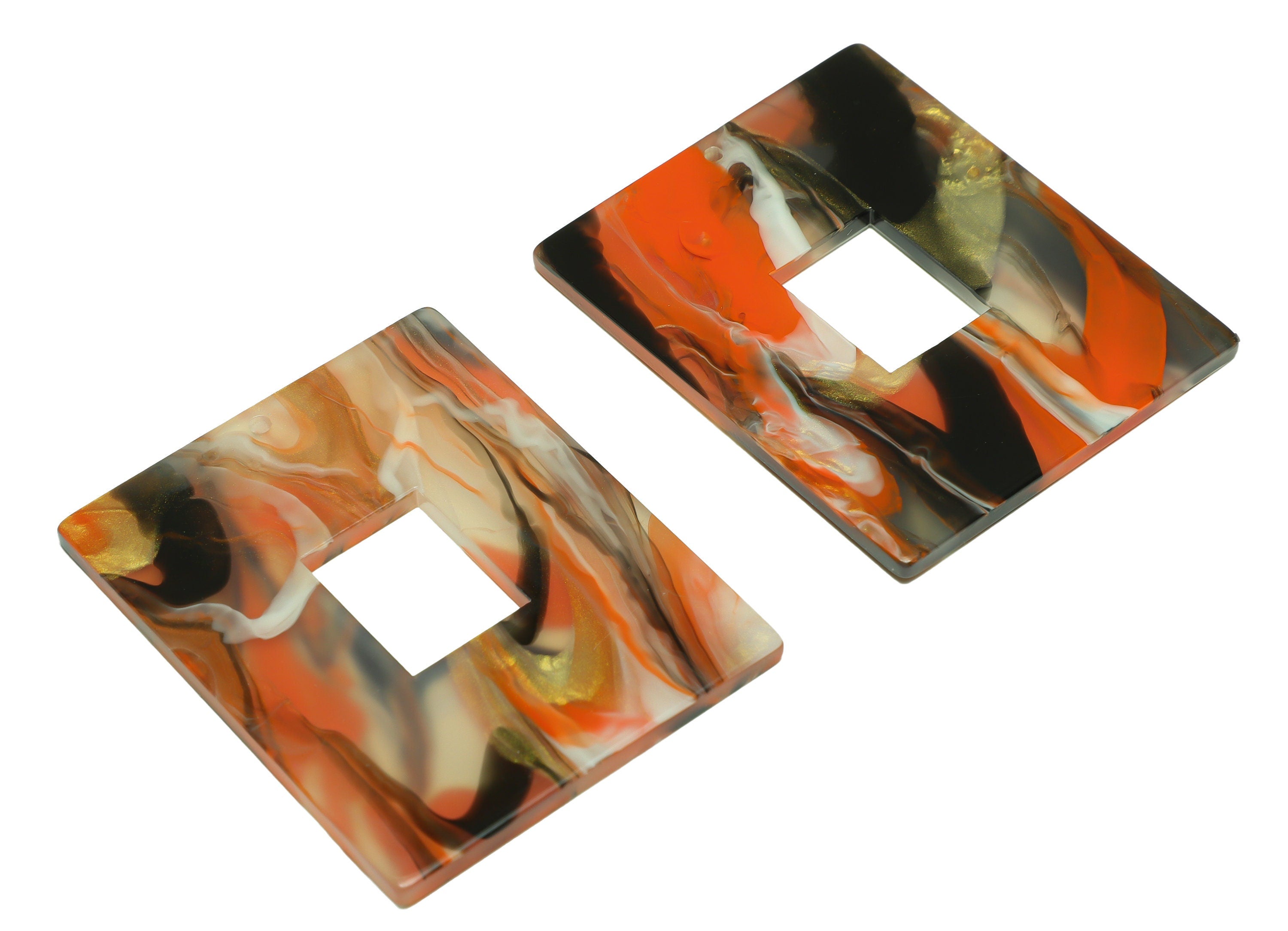 Acrylic Rectangle Charm - Rectangle Rainbow Pendant - Acrylic Earring Charm - Jewelry Making - Code:A938 - 43.82x34.61x2.41mm - AC2614-A938 - DOMEDBAZAAR