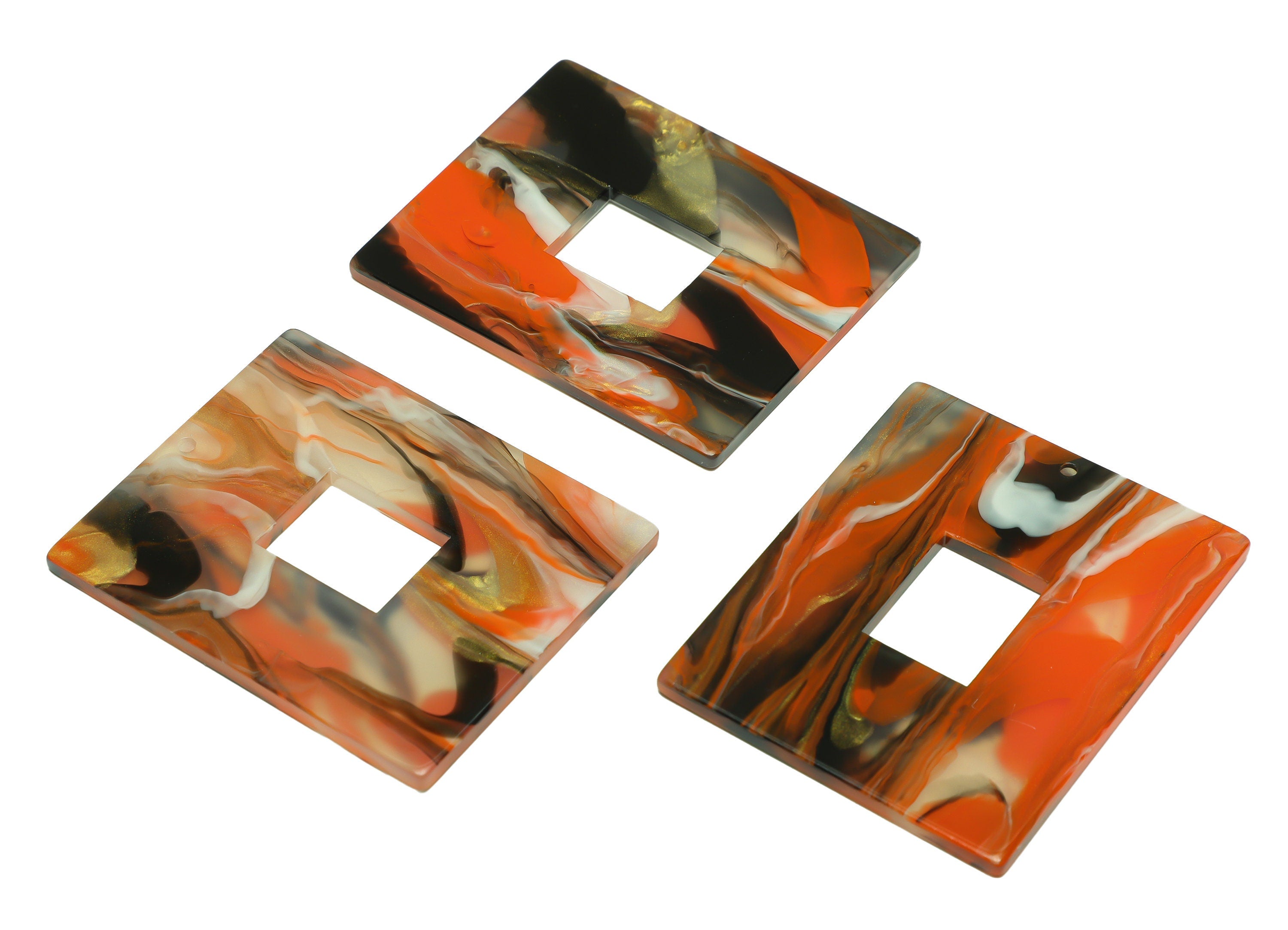 Acrylic Rectangle Charm - Rectangle Rainbow Pendant - Acrylic Earring Charm - Jewelry Making - Code:A938 - 43.82x34.61x2.41mm - AC2614-A938 - DOMEDBAZAAR