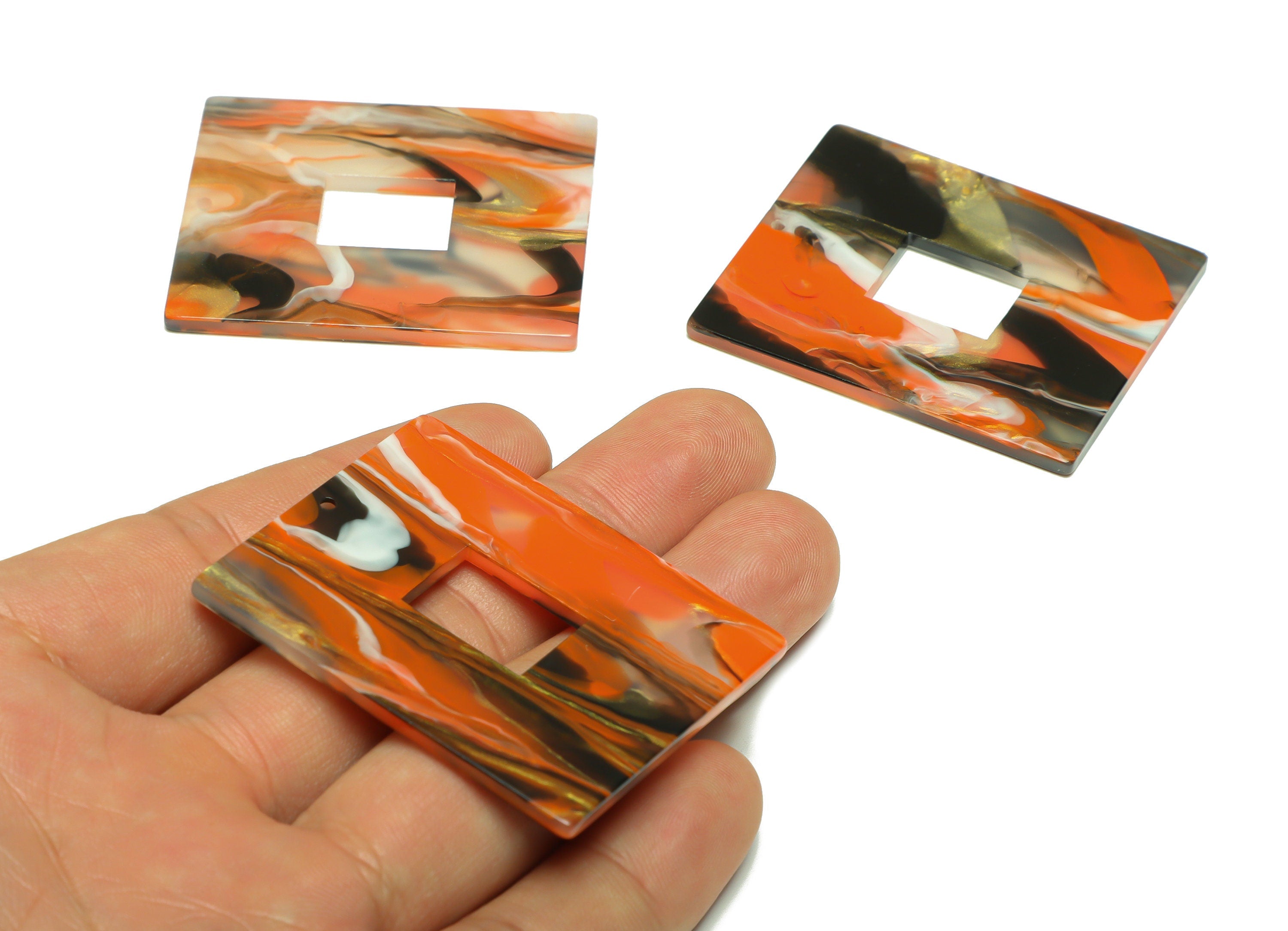 Acrylic Rectangle Charm - Rectangle Rainbow Pendant - Acrylic Earring Charm - Jewelry Making - Code:A938 - 43.82x34.61x2.41mm - AC2614-A938 - DOMEDBAZAAR